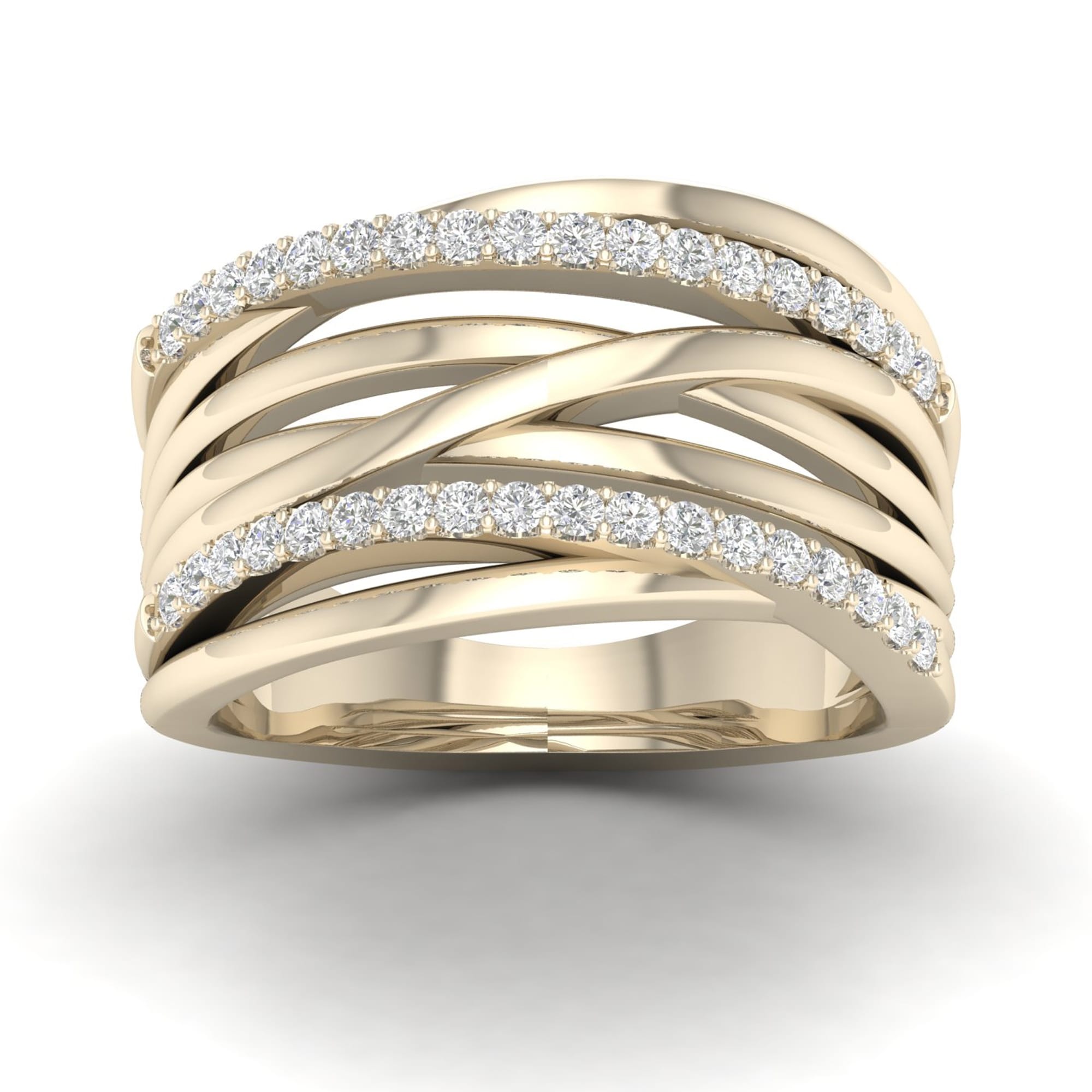 De Couer 10K Gold 1 3Ct Tdw Diamond Crossover Ring