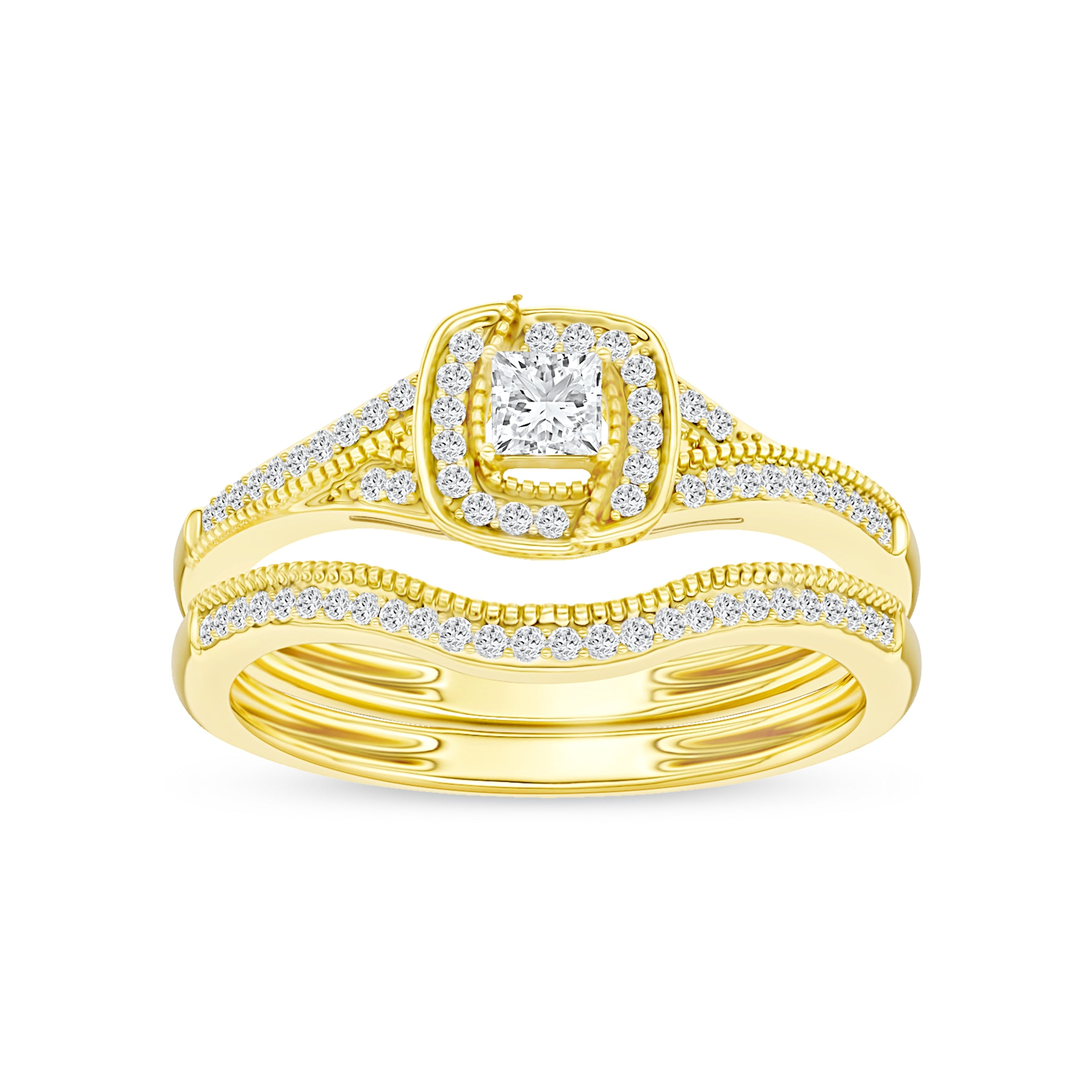 De Couer 10K Gold 1 3Ct Tdw Diamond Halo Bridal Set