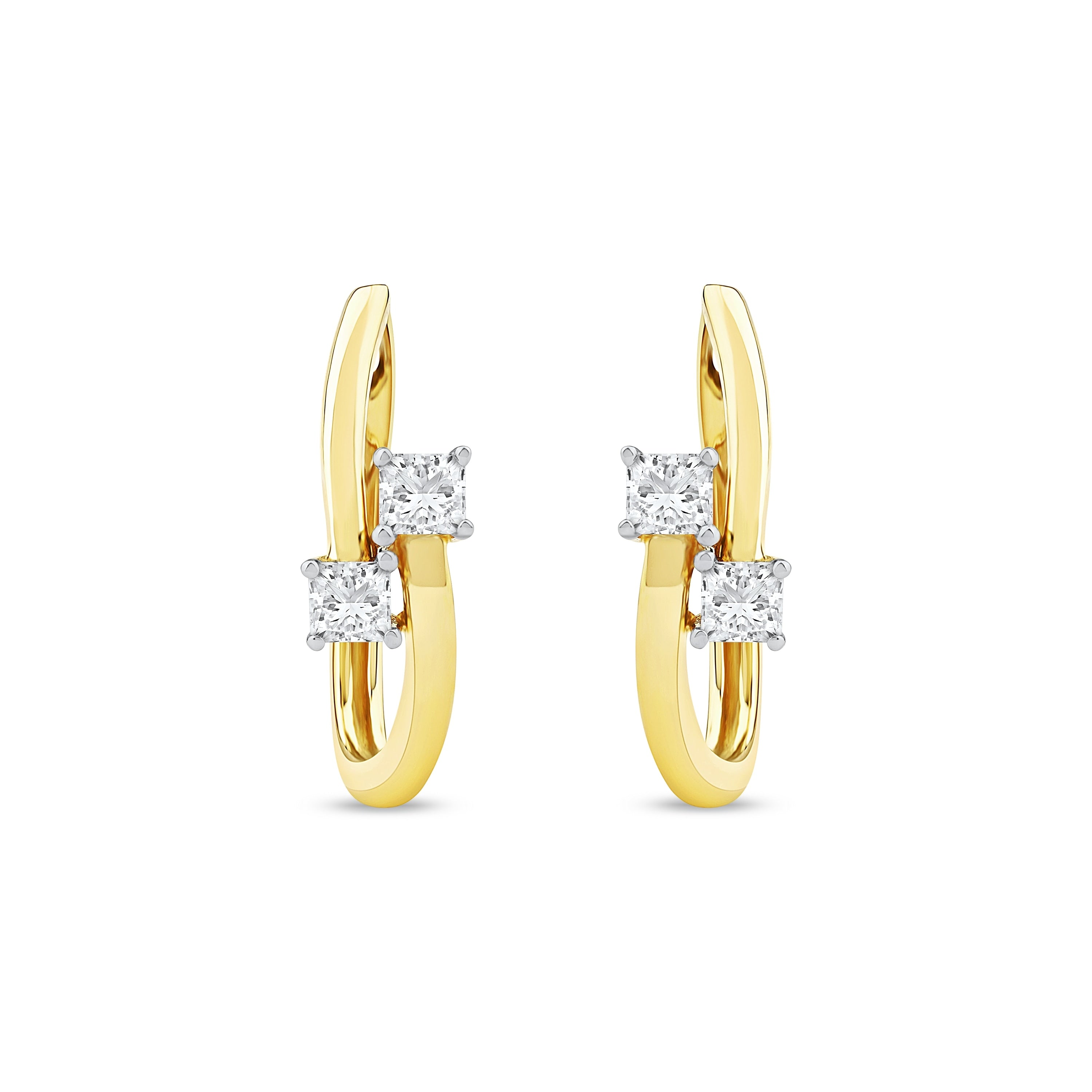 De Couer Igi Certified 10K Yellow Gold 1 3Ct Tdw Diamond Two Stone Hoop Earrings
