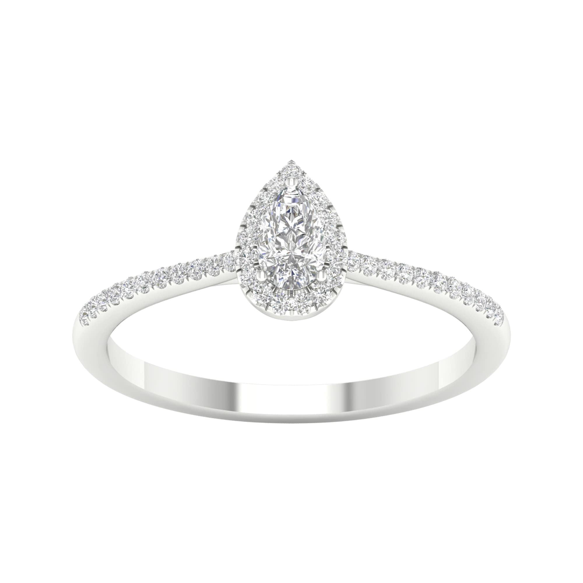 1 3Ct Tdw Diamond Pear Shape Halo Ring In 10K Gold By De Couer