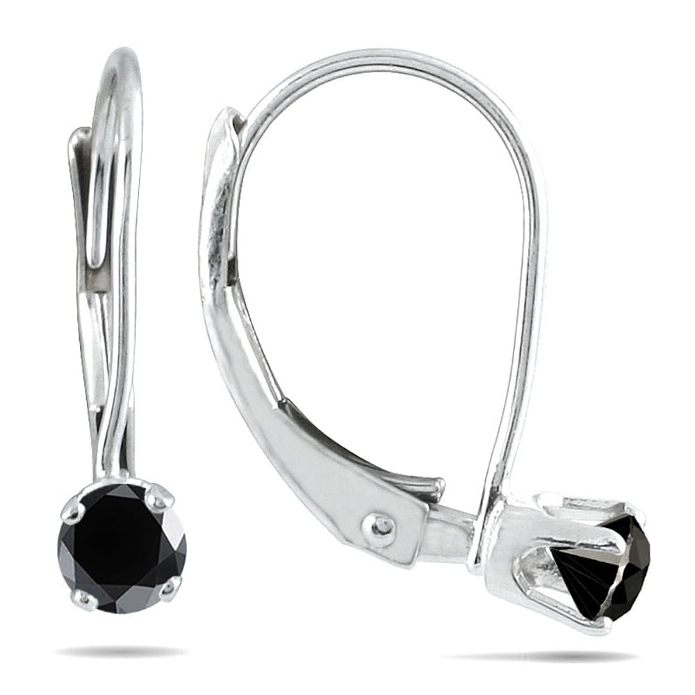 1 4 Carat Tw Black Diamond Lever Back Earrings In 14K White Gold