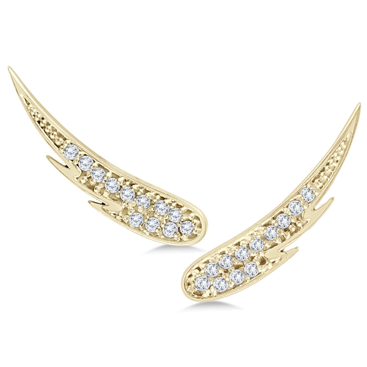 1 4 Carat Tw Diamond Angel Wing Climber Earrings In 14K Yellow Gold