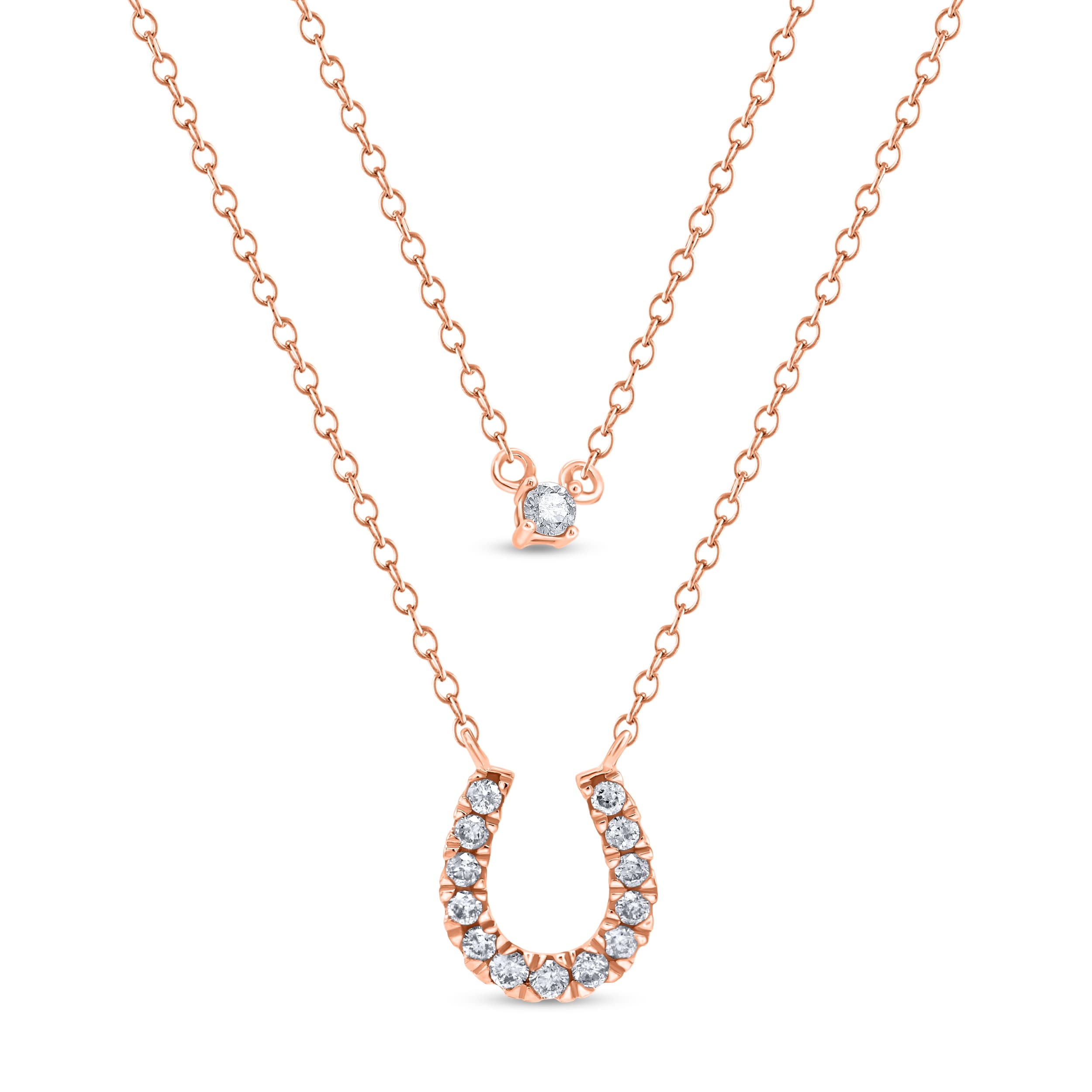 1 4 Cttw Natural Diamond 10Kt Pink Gold Necklace
