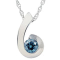1 4Ct Blue Diamond Solitaire Pendant 14K White Gold