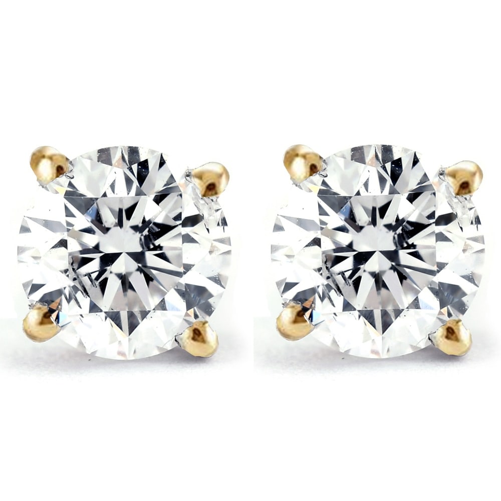 Bliss 14K Yellow Gold 1 4Ct Tdw Diamond Studs White