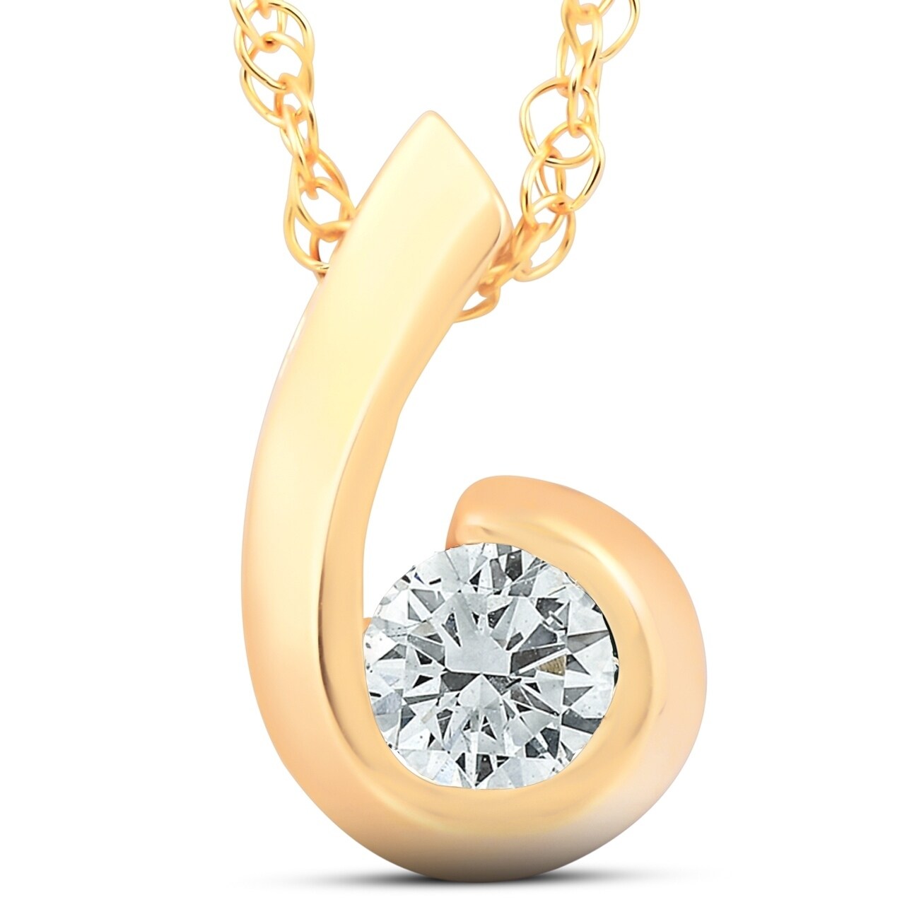 1 4Ct Solitaire Round Diamond Pendant 14K Yellow Gold