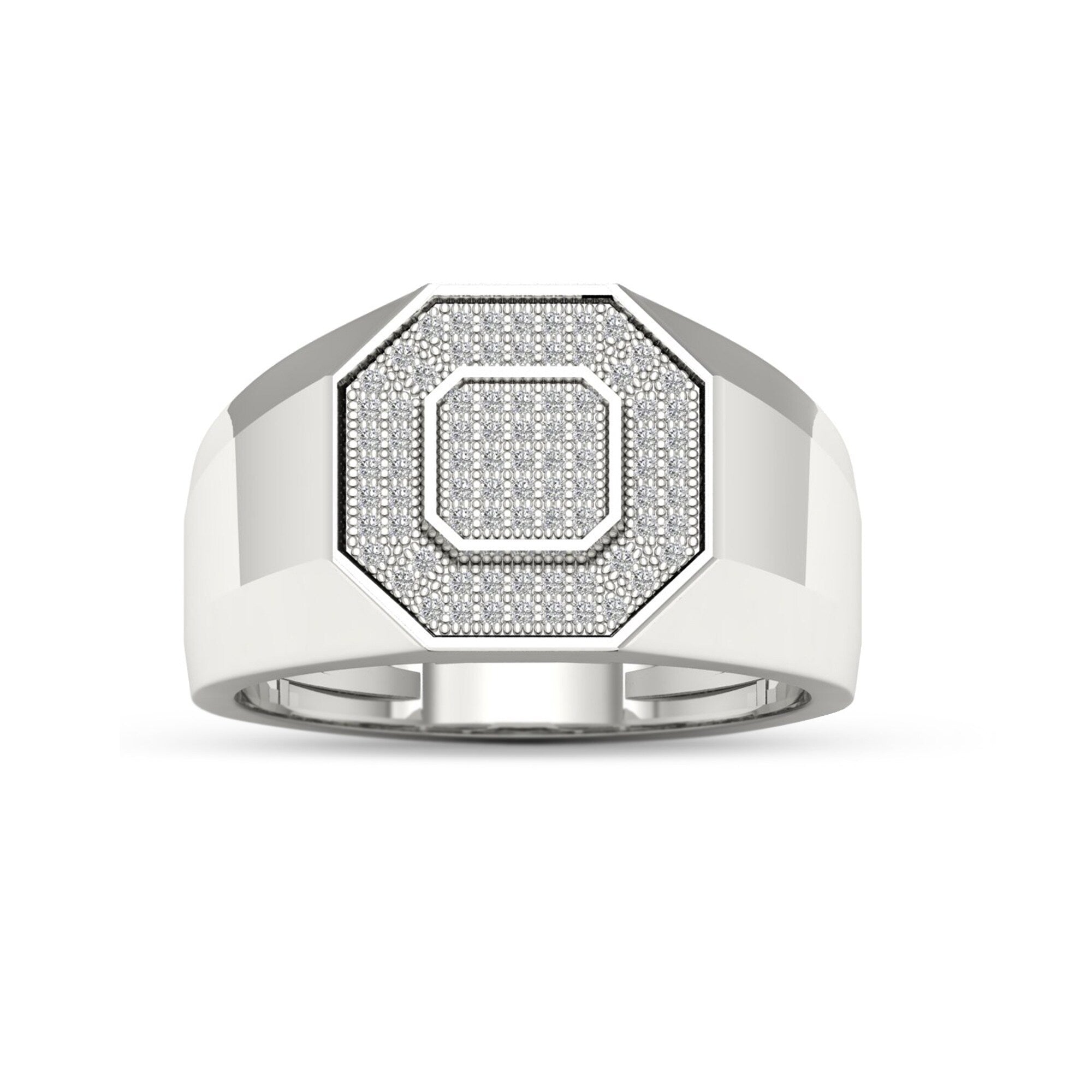 S925 Sterling Silver 1 4Ct Tdw Diamond Mens Ring White