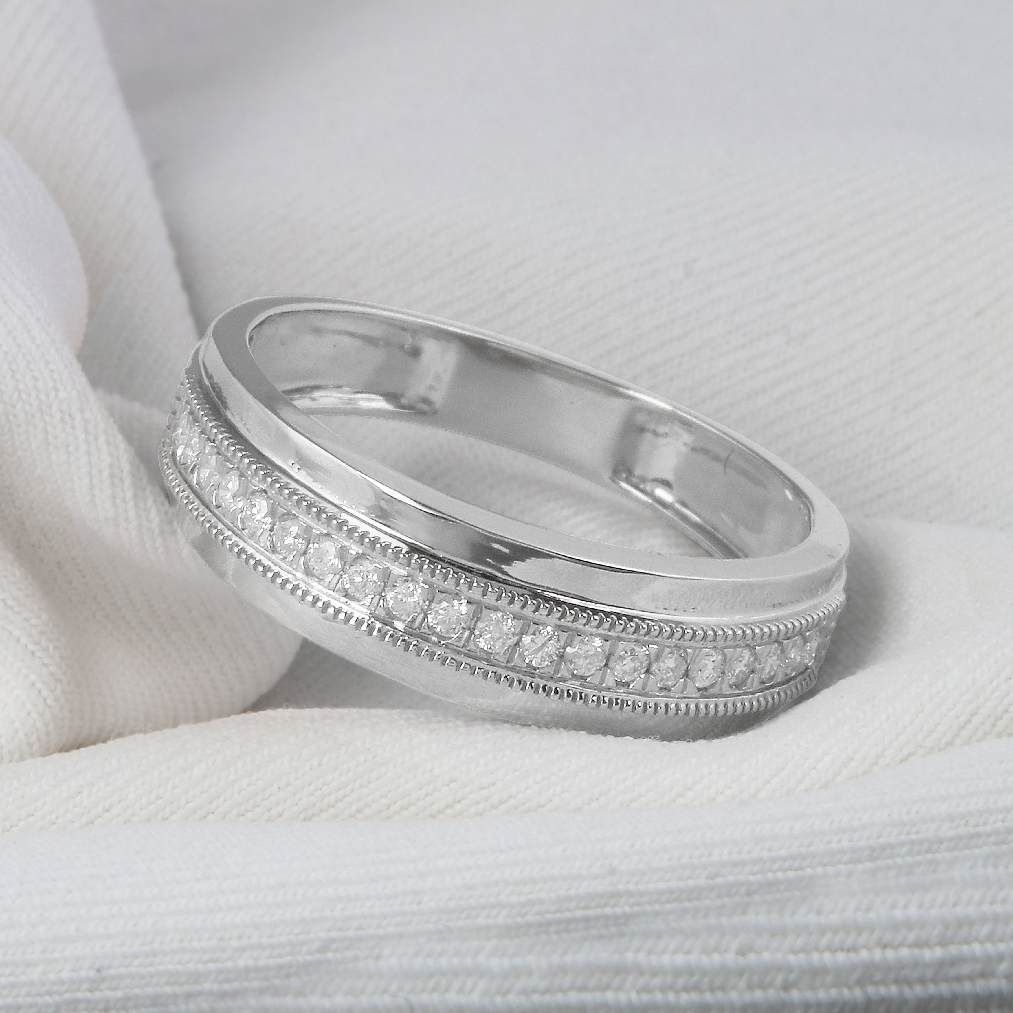 De Couer Igi Certified 10K White Gold 1 4Ct Tdw Mens Wedding Band