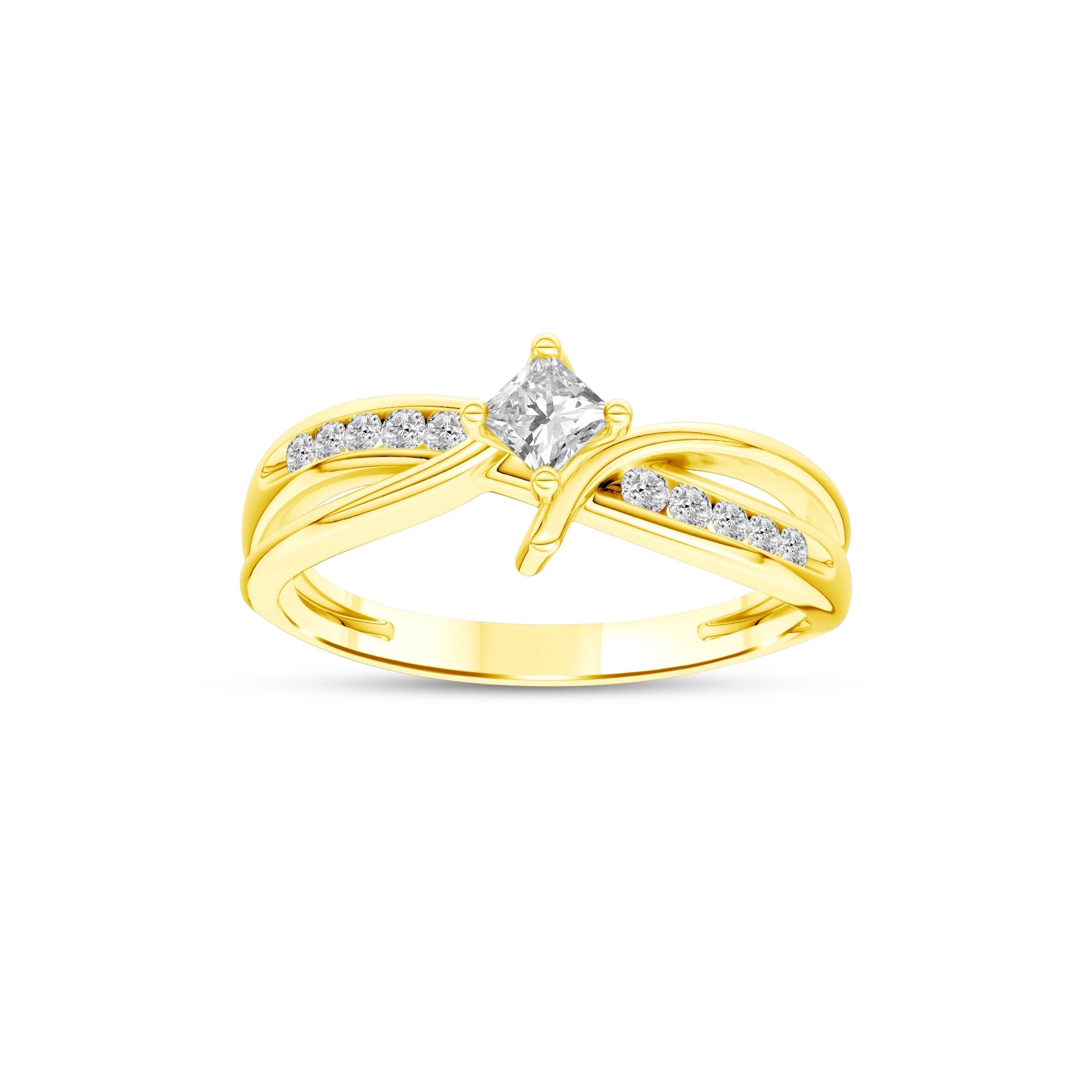 De Couer Igi Certified 10K Yellow Gold 1 4Ct Tdw Diamond Bypass Engagement Ring