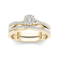 De Couer Igi Certified 10K Gold 1 4Ct Tdw Diamond Cluster Engagement Ring Set