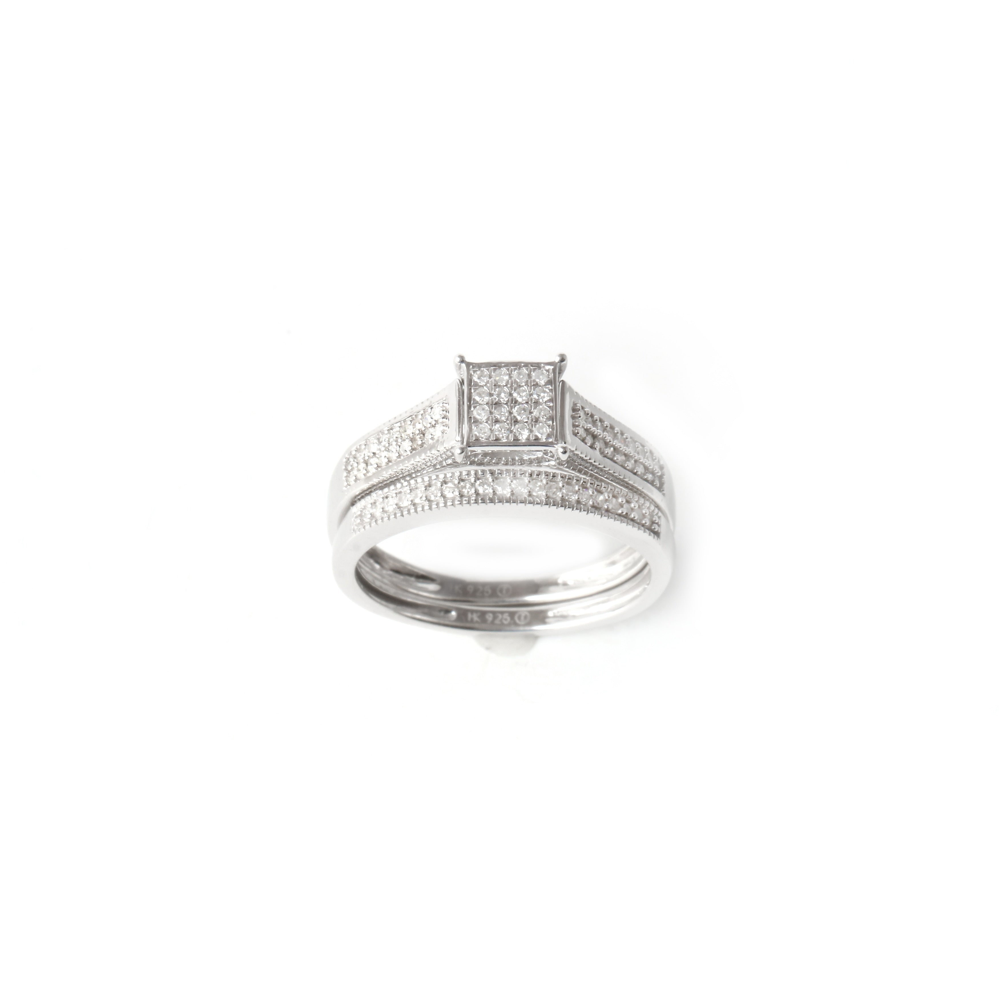 Igi Certified 1 4Ct Tdw Diamond Bridal Set In Sterling Silver