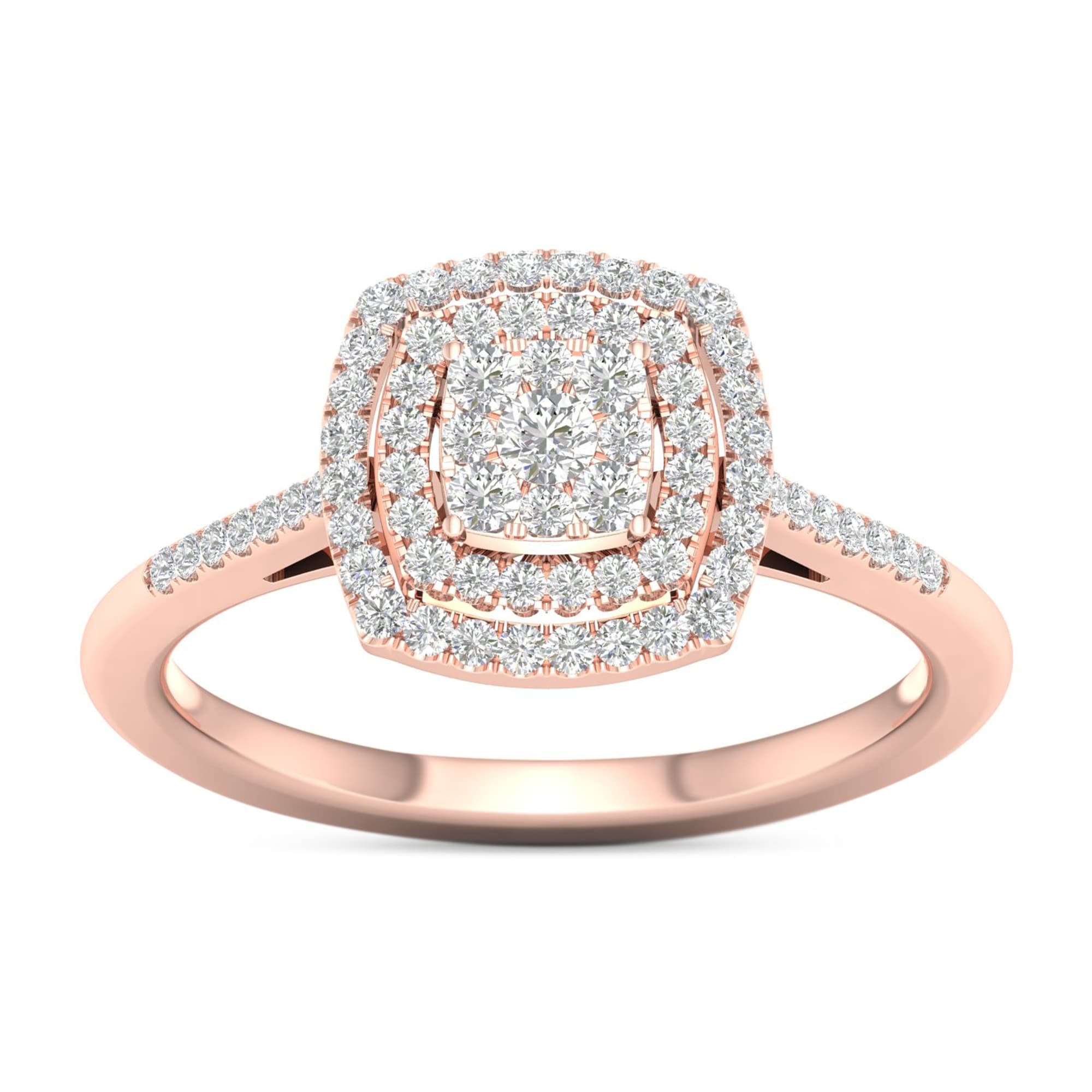 De Couer 1 4Ct Tdw Diamond Cluster Ring Pink