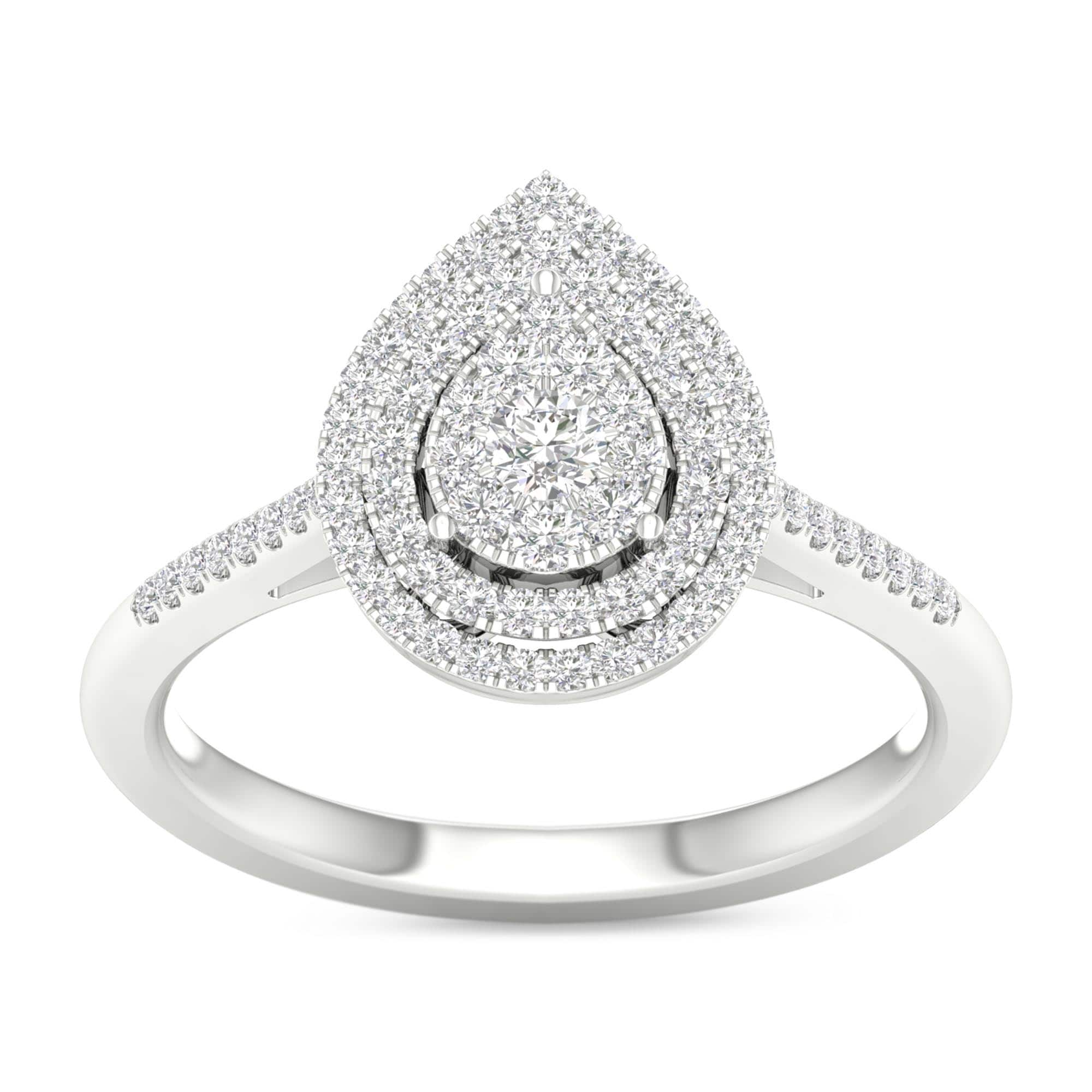 De Couer 1 4Ct Tdw Diamond Cluster Pear Shape Ring White