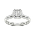 De Couer S925 Sterling Silver 1 4Ct Tdw Diamond Cluster Bridal Ring