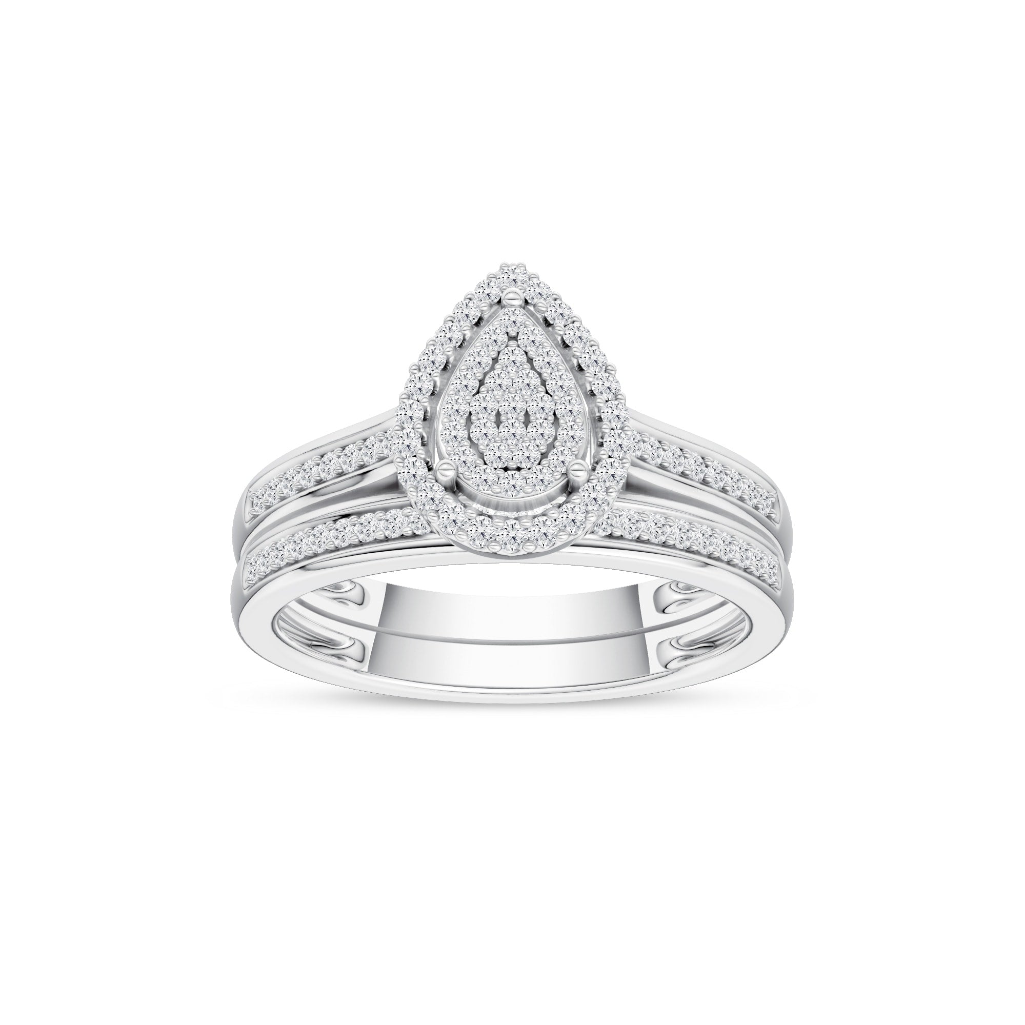 De Couer Igi Certified S925 Steling Silver 1 4 Ct Tdw Dimaond Cluster Bridal Set