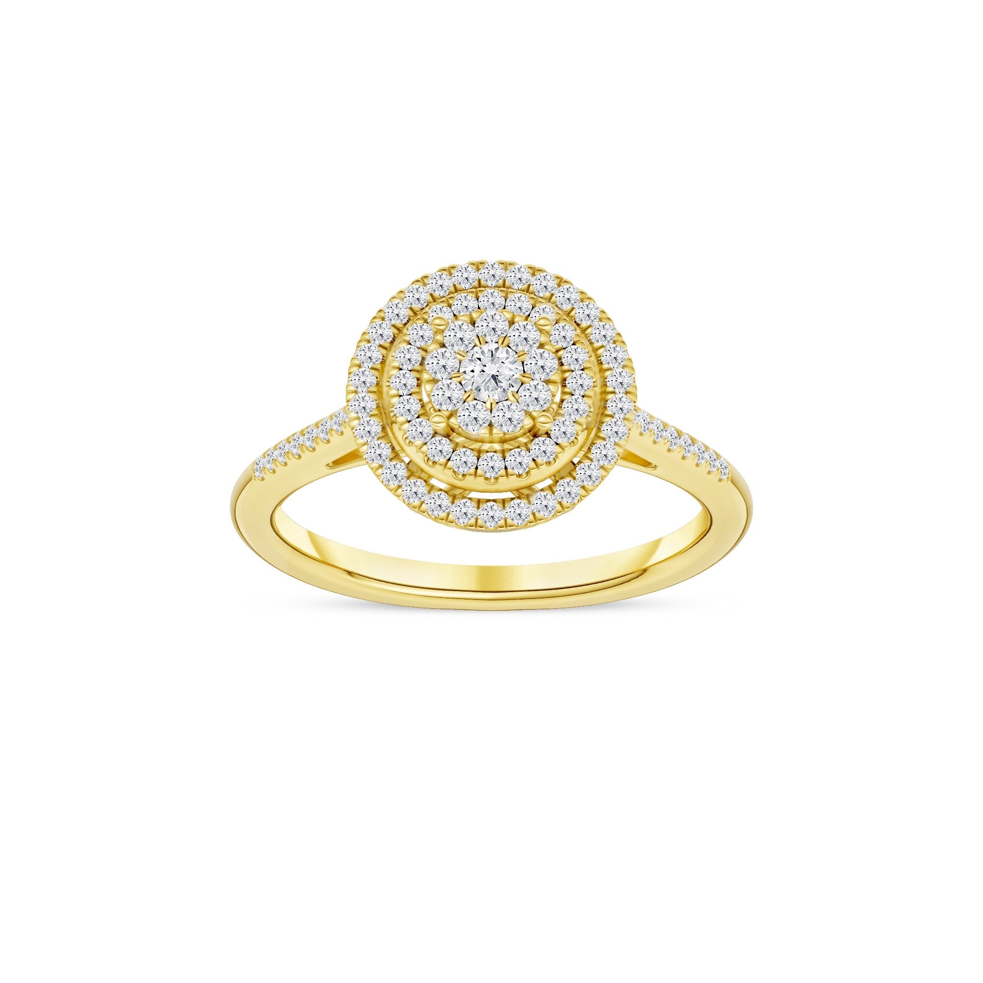 De Couer 10K Yellow Gold 1 4Ct Tdw Diamond Cluster Ring