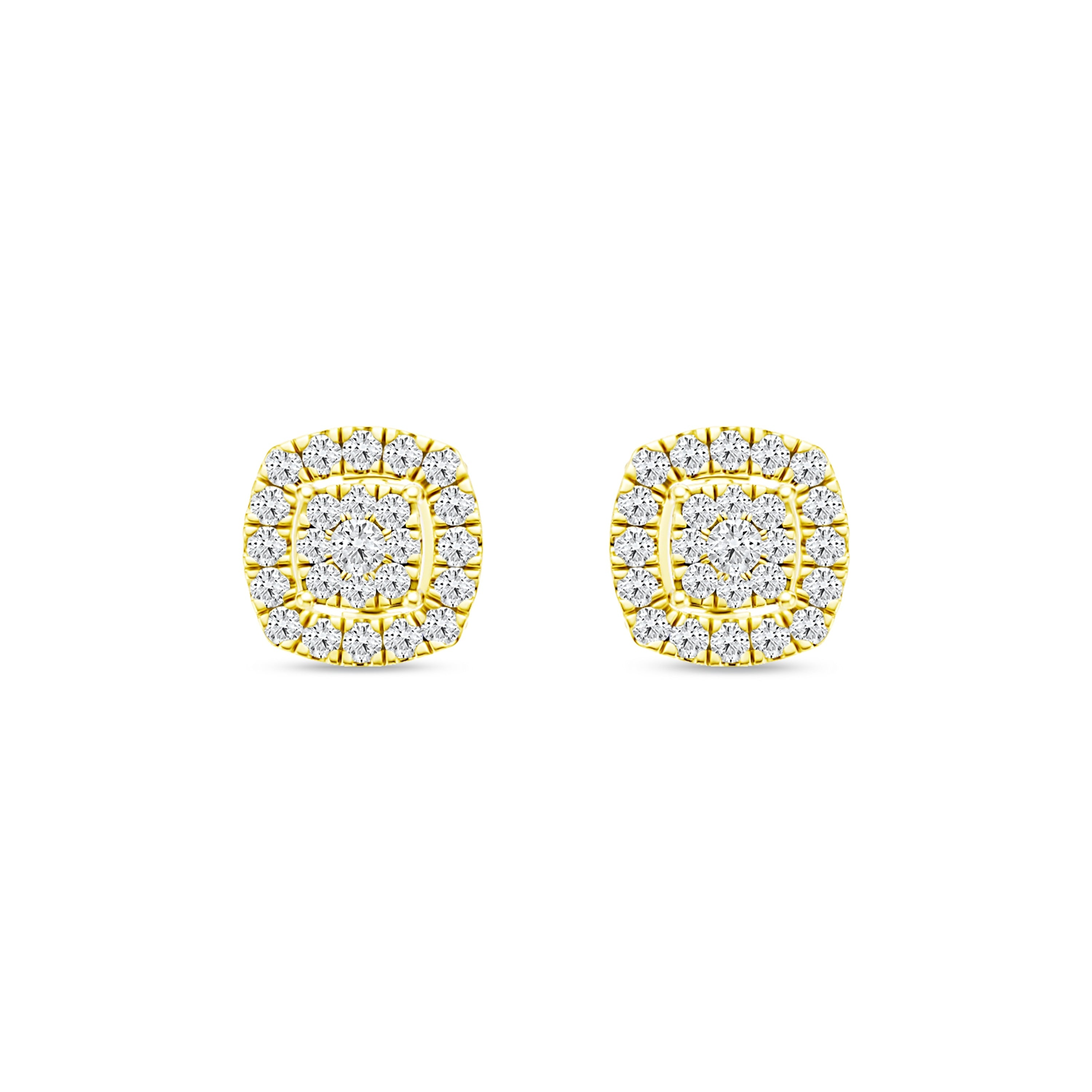 De Couer Igi Certified 10K Yellow Gold 1 4Ct Tdw Diamond Halo Cluster Earring