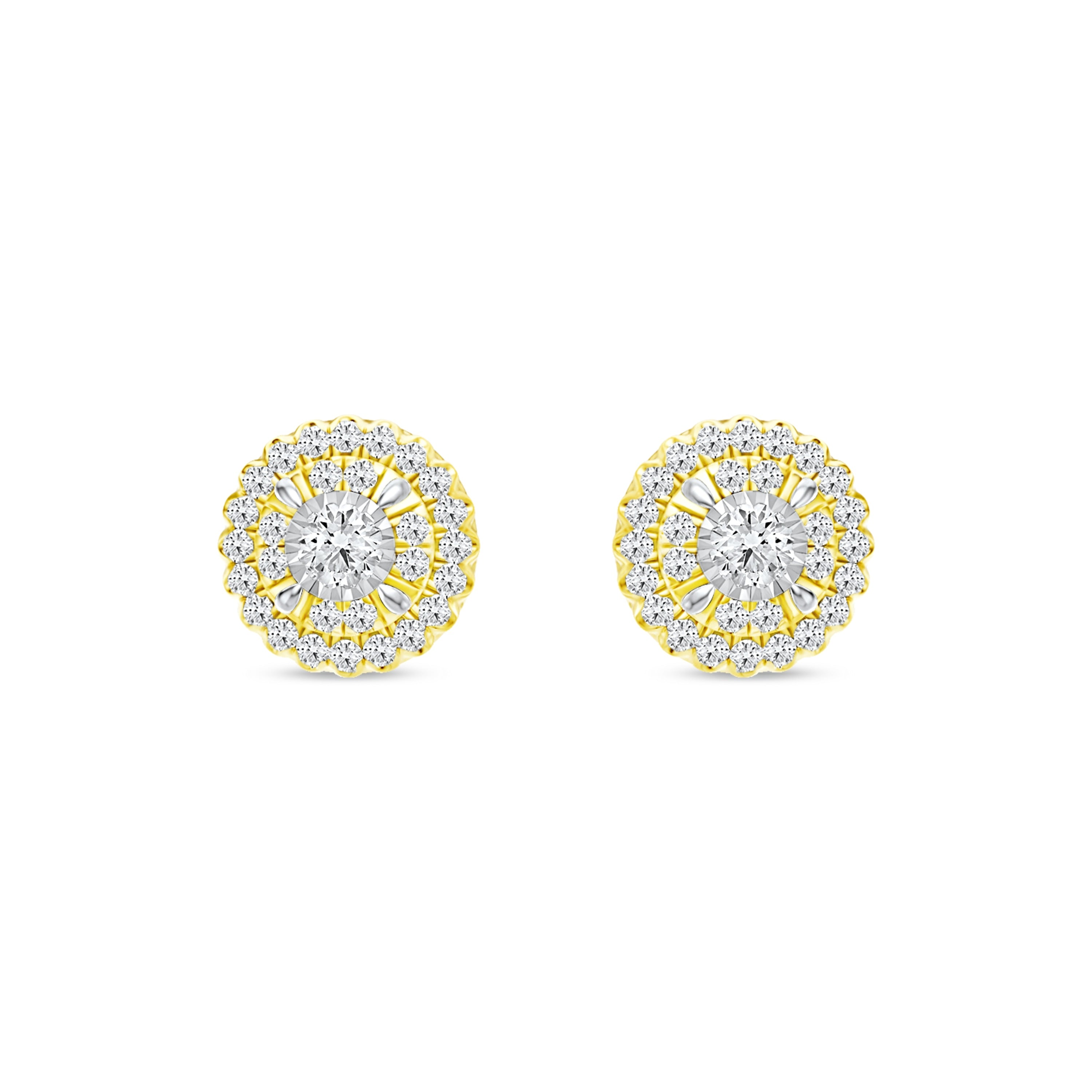 De Couer 10K Yellow Gold 1 4Ct Tdw Diamond Cluster Earrings