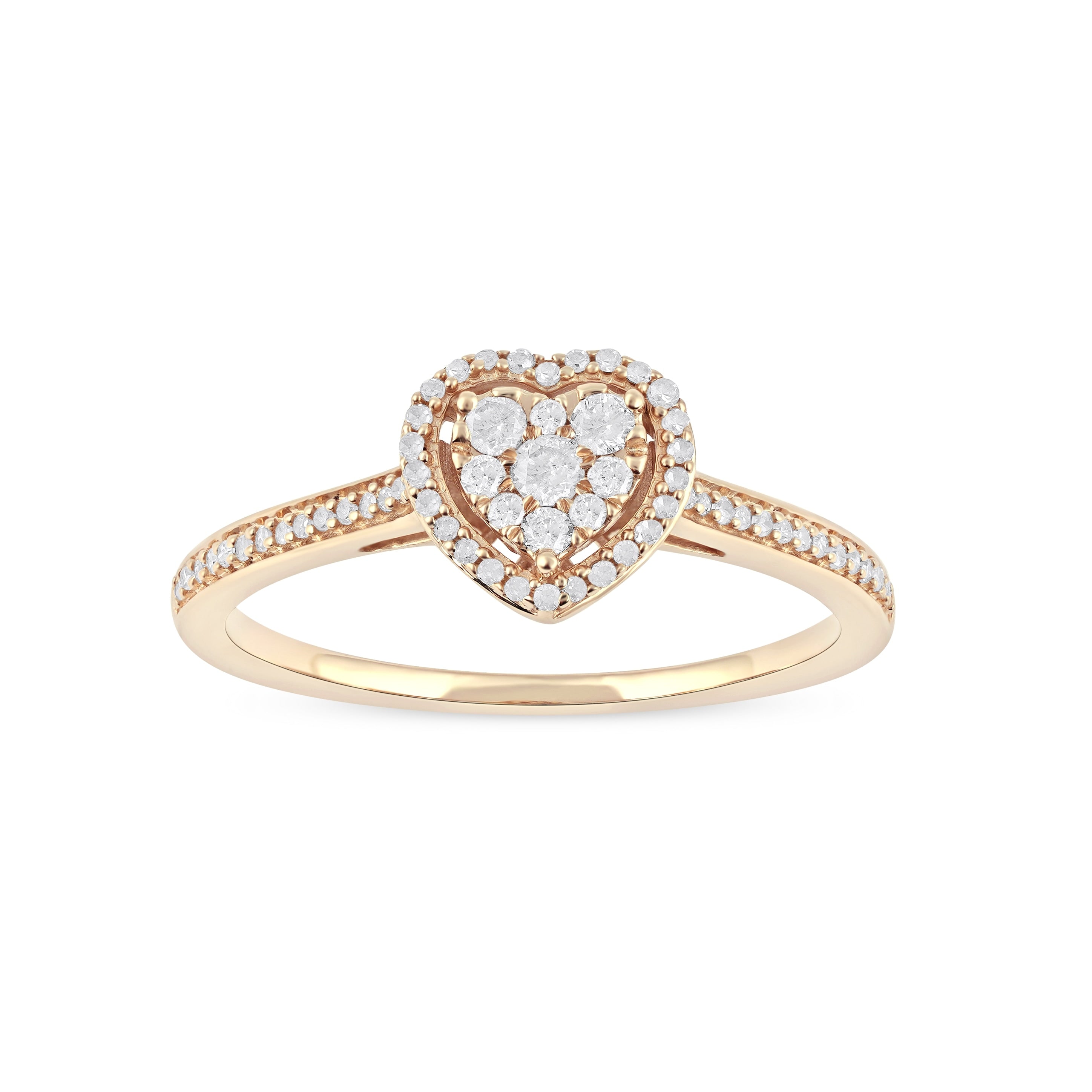 De Couer 10K Yellow Gold 1 4Ct Tdw Diamond Halo Engagement Ring