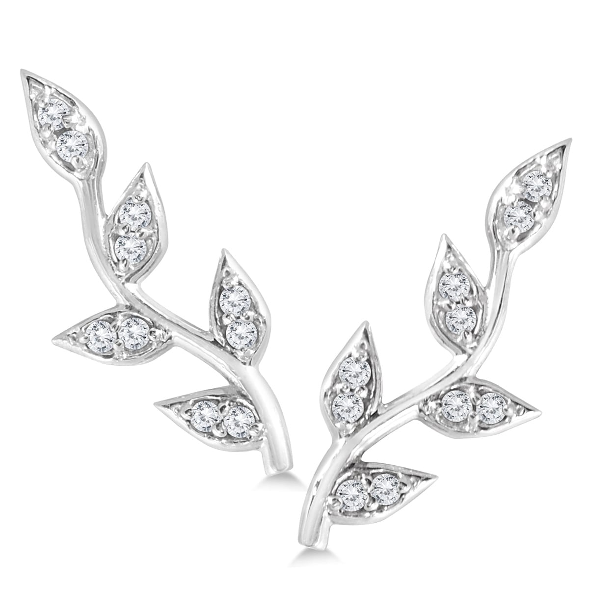 1 5 Carat Tw Diamond Vine And Leaf Earrings In 14K White Gold