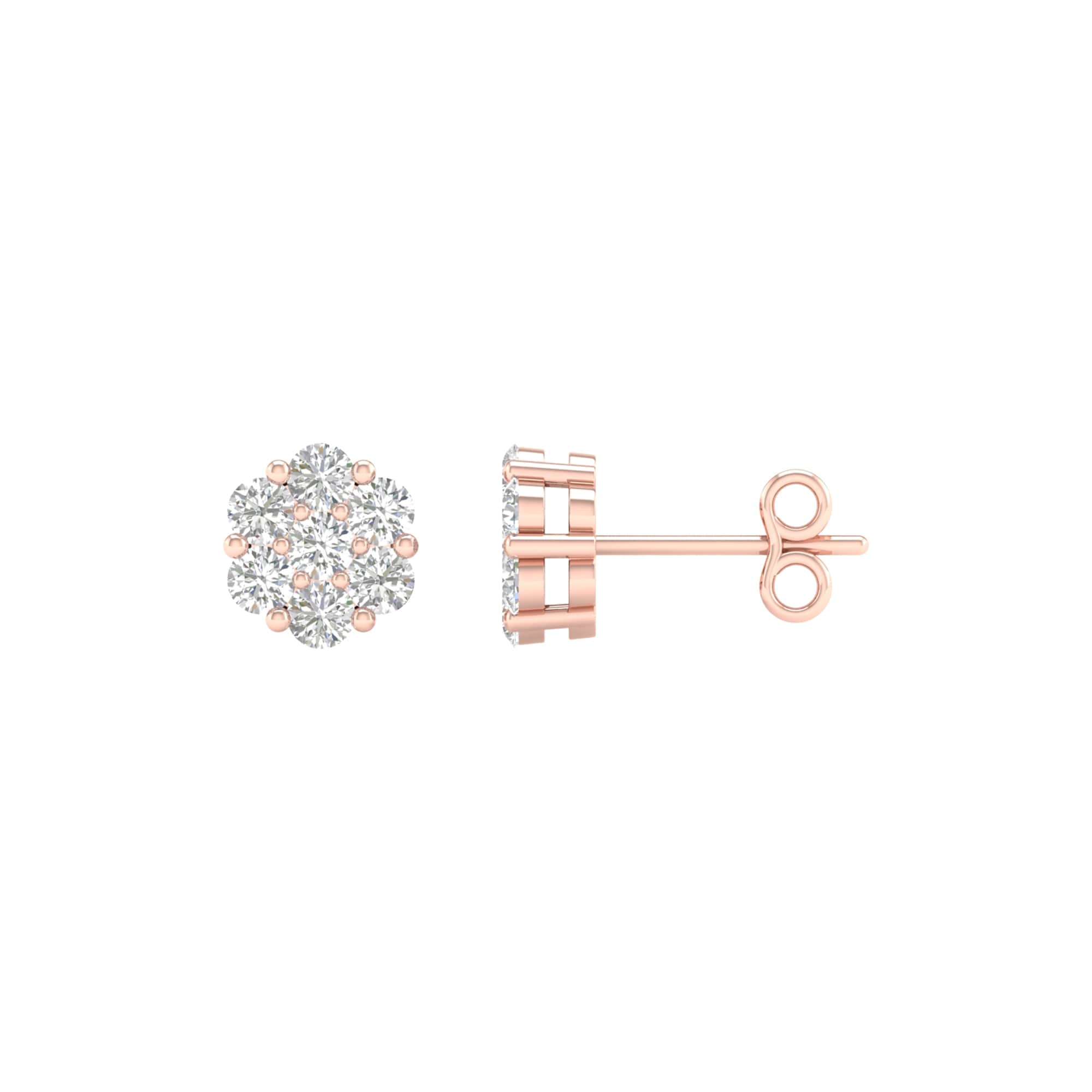 Igi Certified 1 5Ct 2Ct Tdw Diamond Cluster Stud Earrings In 10K Rose Gold By De Couer