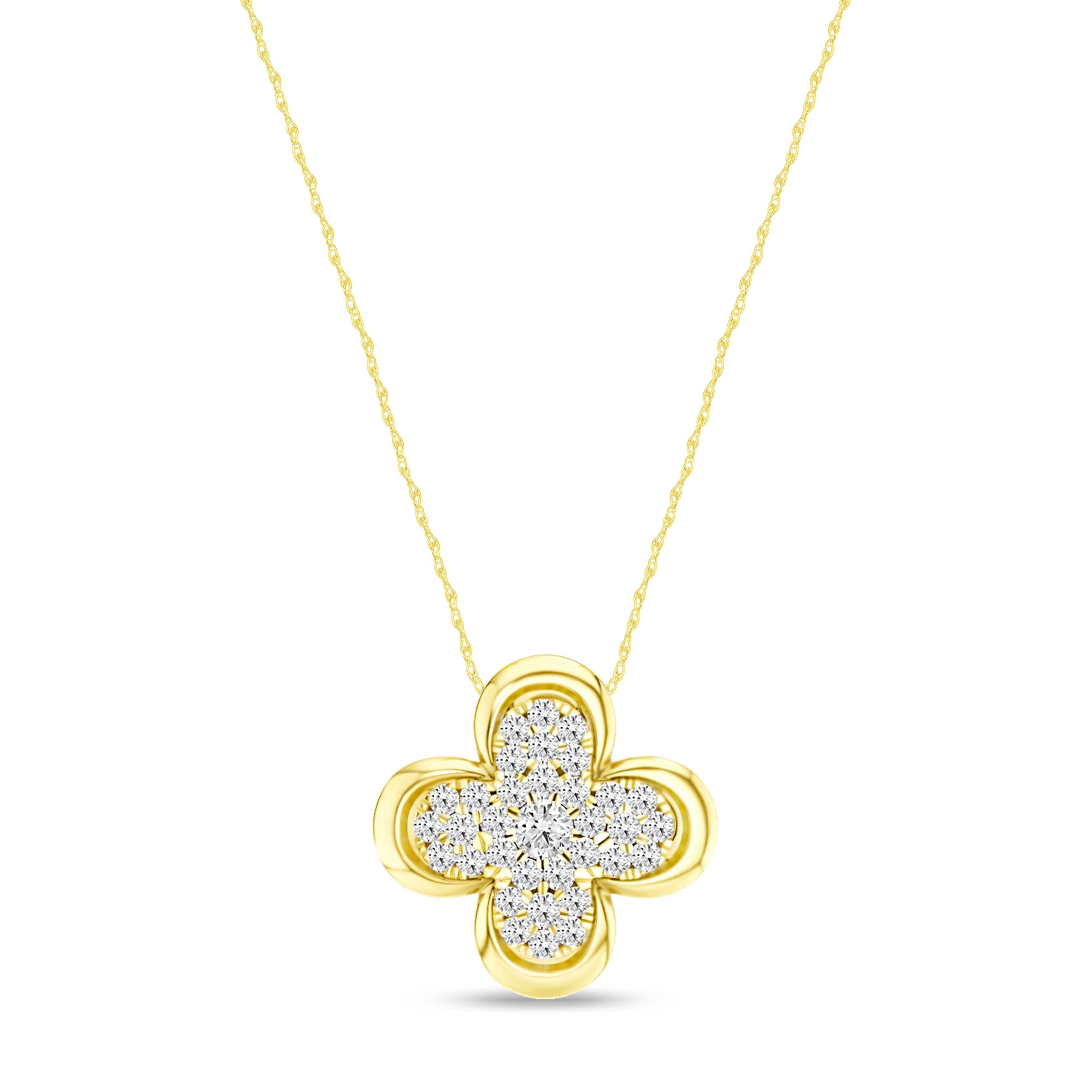 1 5Ct Tdw Diamond Clover Frame Pendant In 10K Gold By De Couer
