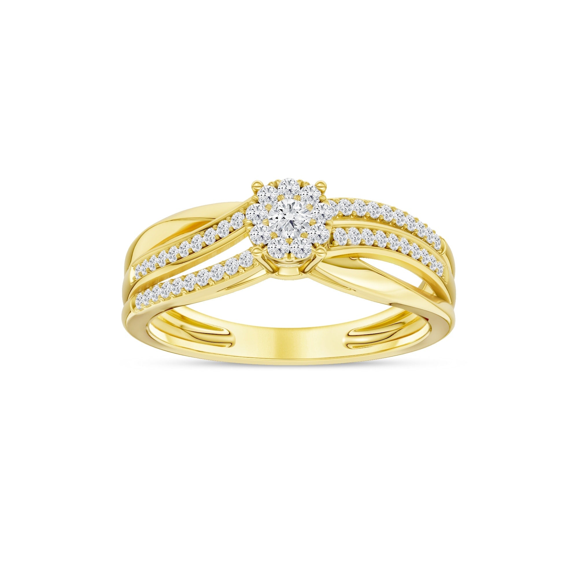 De Couer Igi Certified 1 5Ct Tdw Diamond Split Shank Ring Yellow