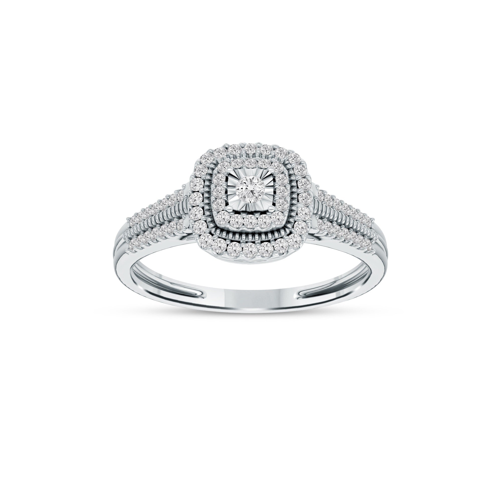 Sterling Silver 1 5Ct Tdw Diamond Cluster Ring White