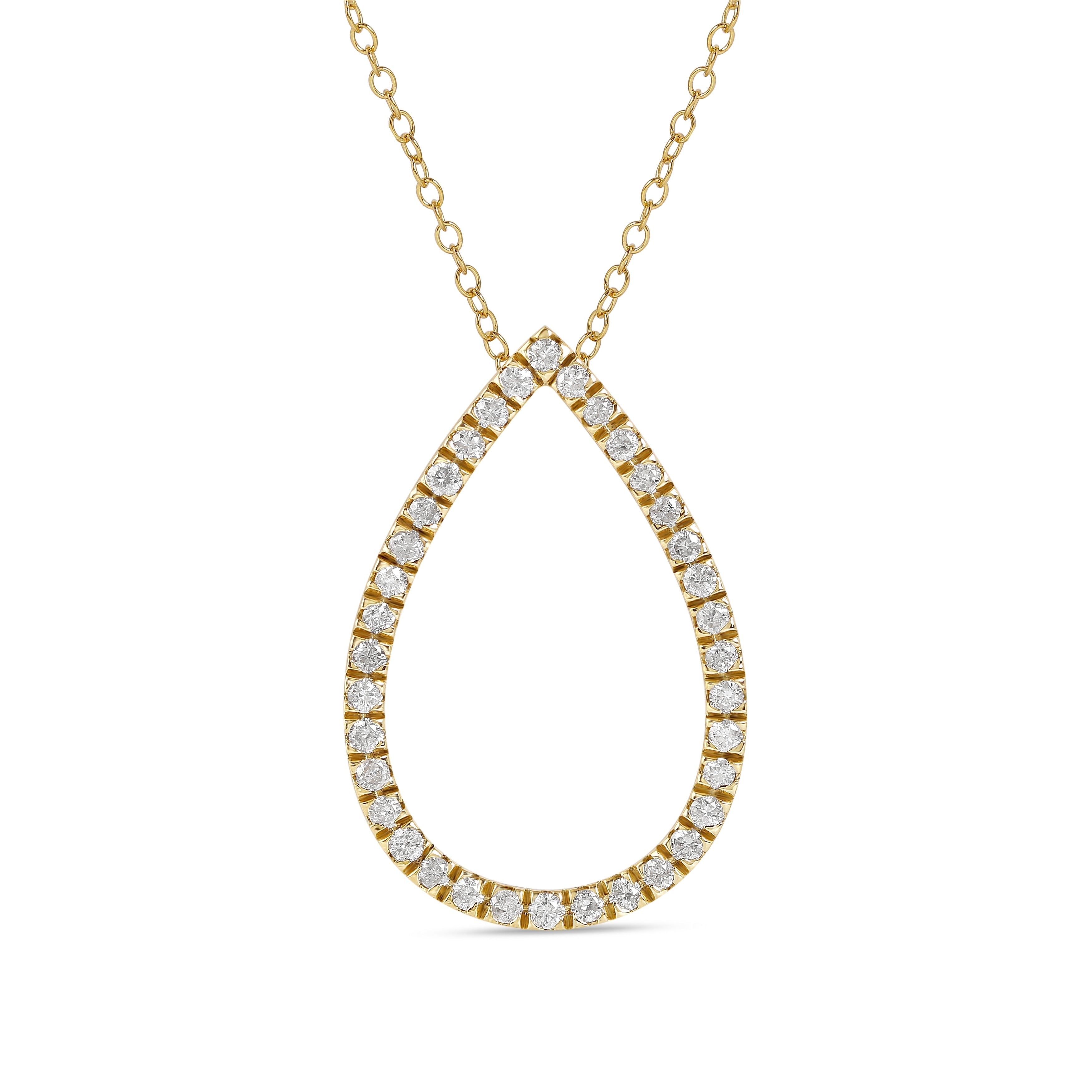 1 6Ct 1Ct Tdw Diamond Open Pear Nekclace In 14K Gold By De Couer