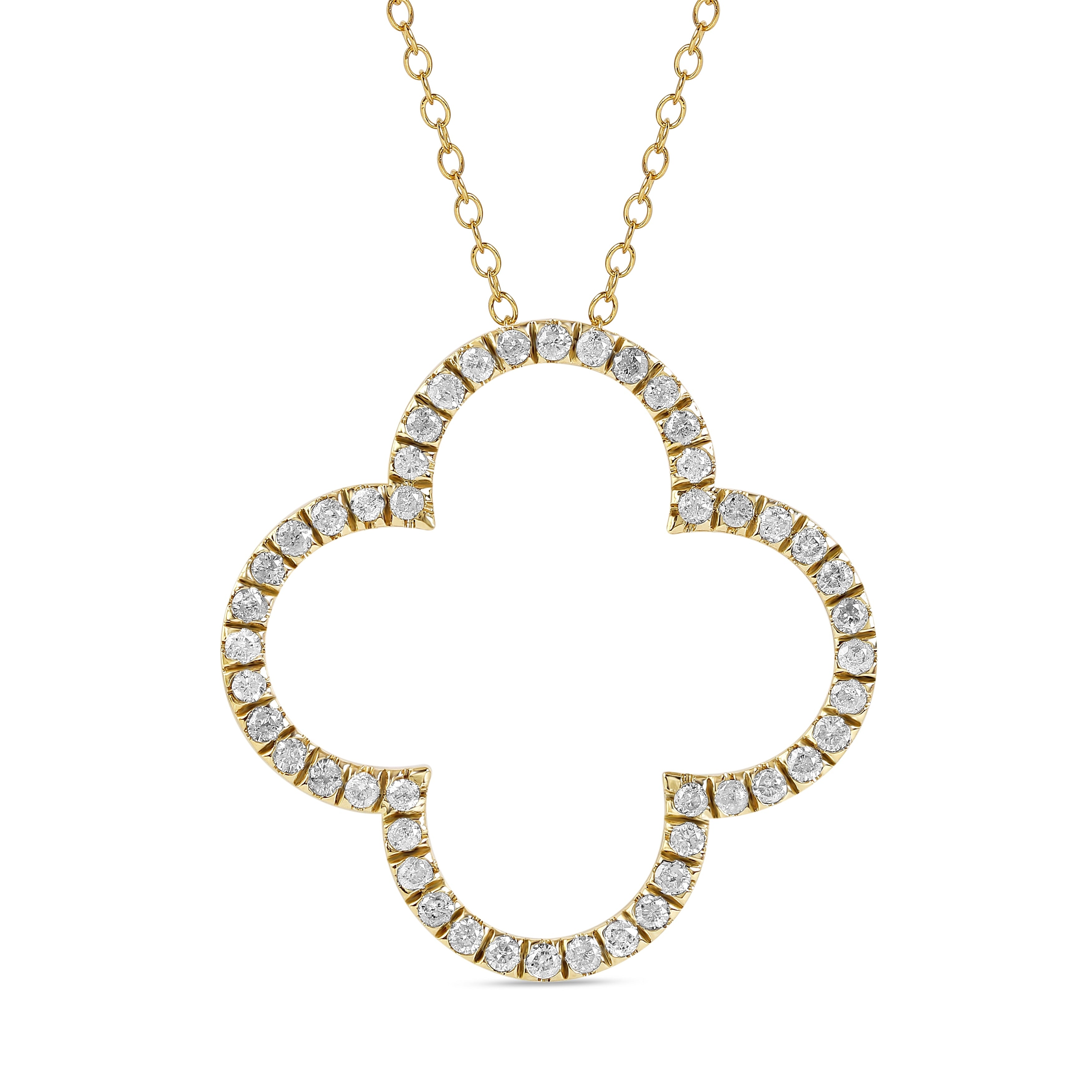 1 6Ct 1Ct Tdw Diamond Open Clover Nekclace In 14K Gold By De Couer
