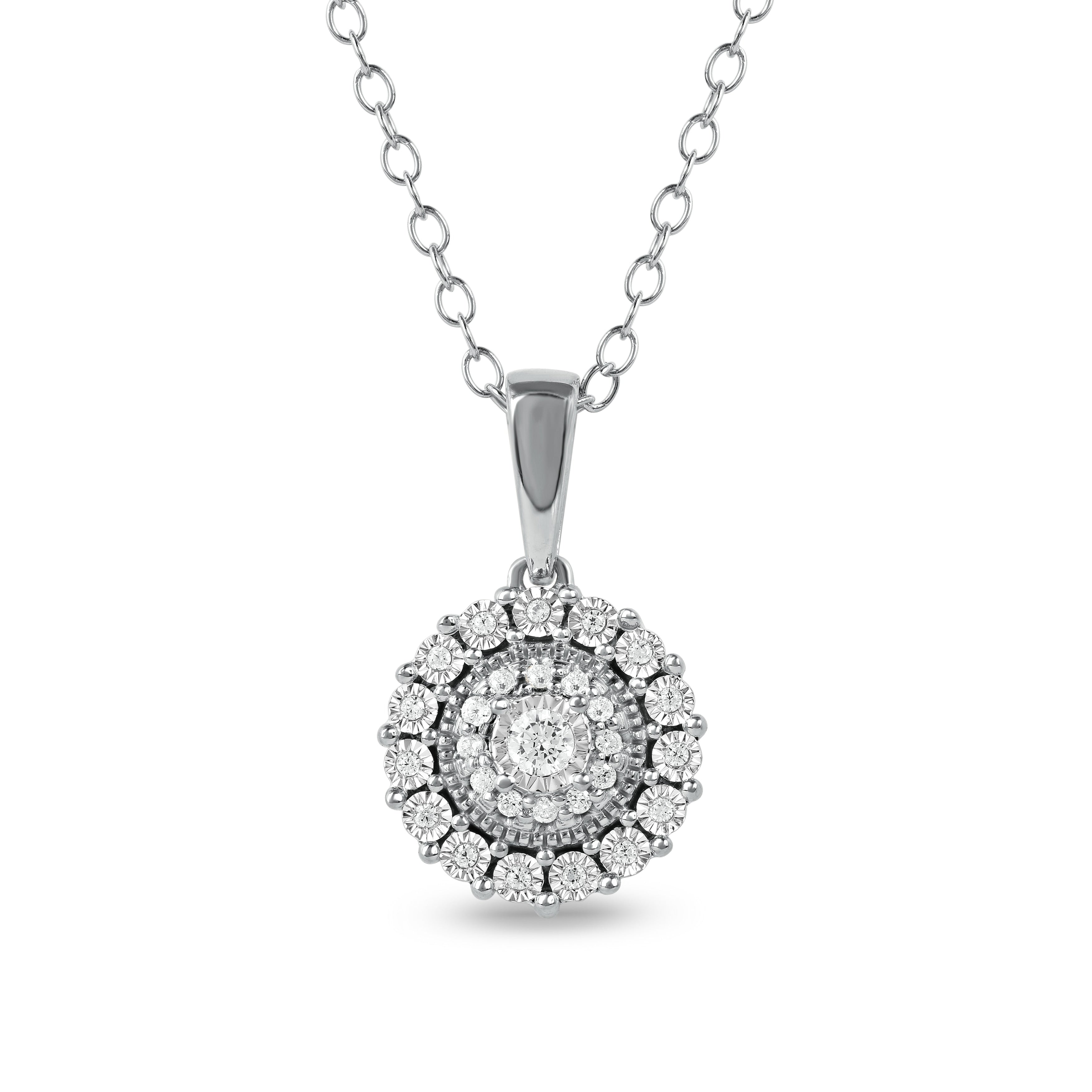 Sterling Silver 1 6Ct Tdw Diamond Composite Necklace White