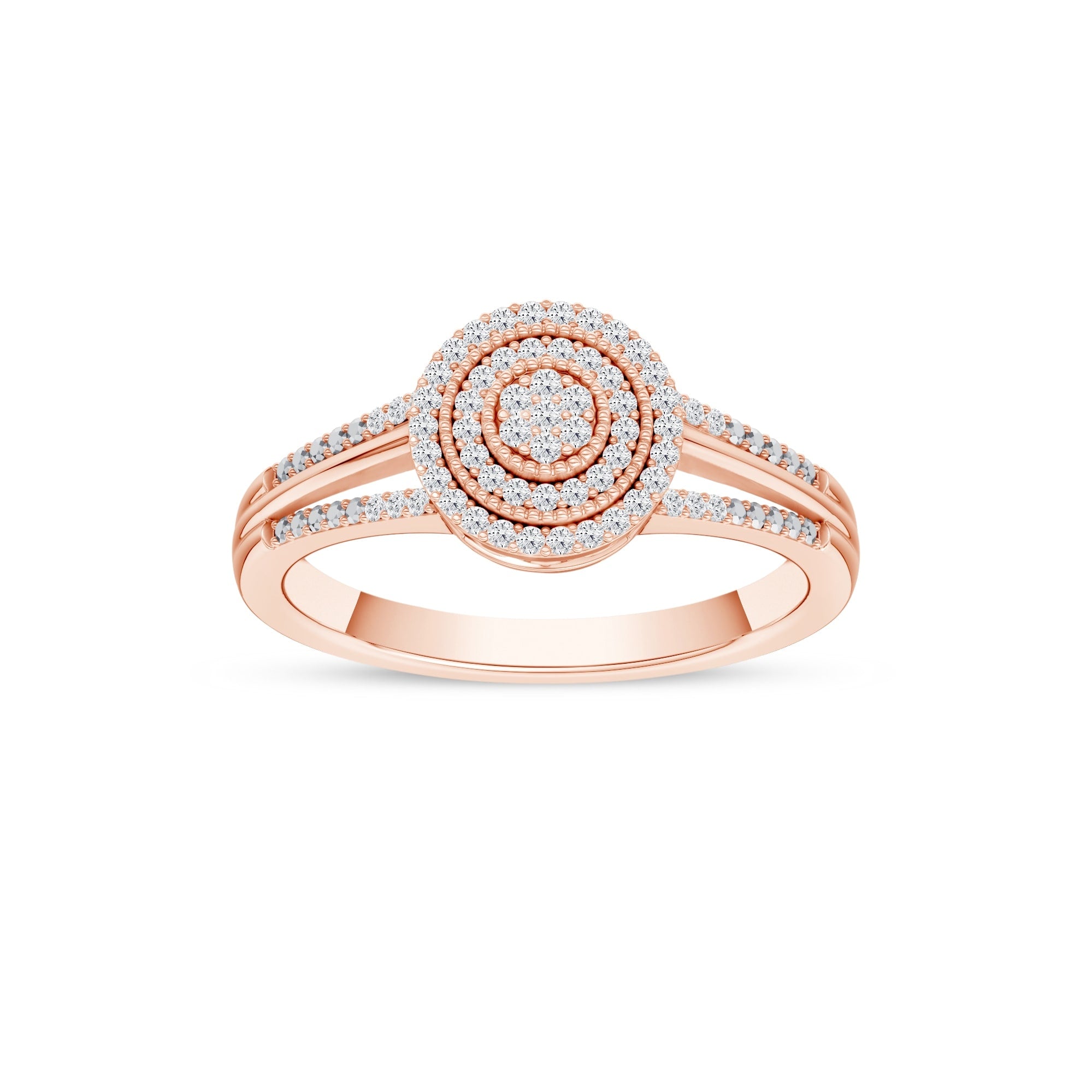 De Couer 10K Rose Gold 1 6Ct Tdw Diamond Halo Engagement Ring