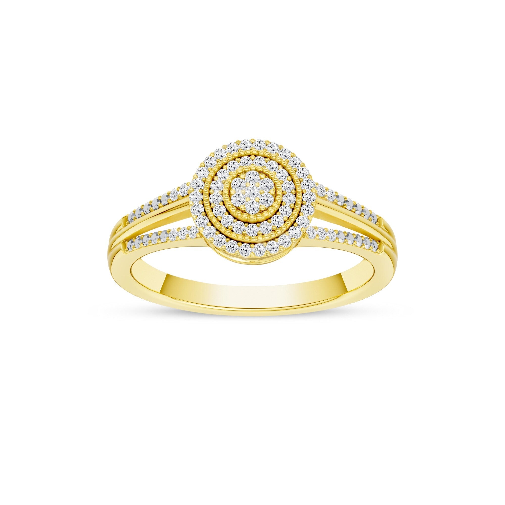 De Couer 10K Yellow Gold 1 6Ct Tdw Diamond Halo Engagement Ring