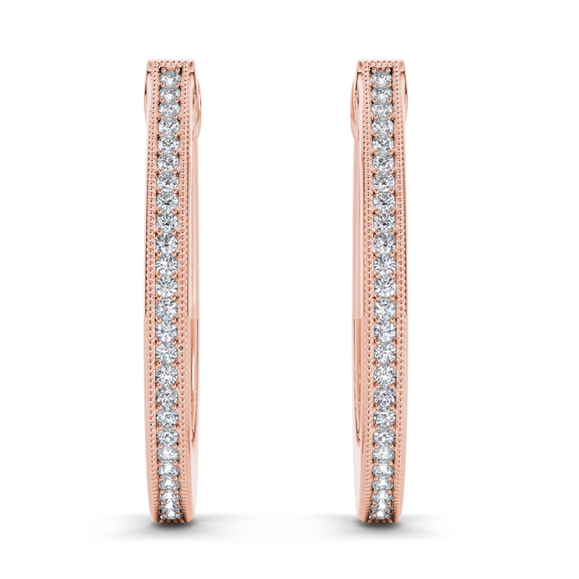 De Couer Igi Certified 10K Rose Gold 1 6Ct Tdw Diamond Hoop Earring Pink