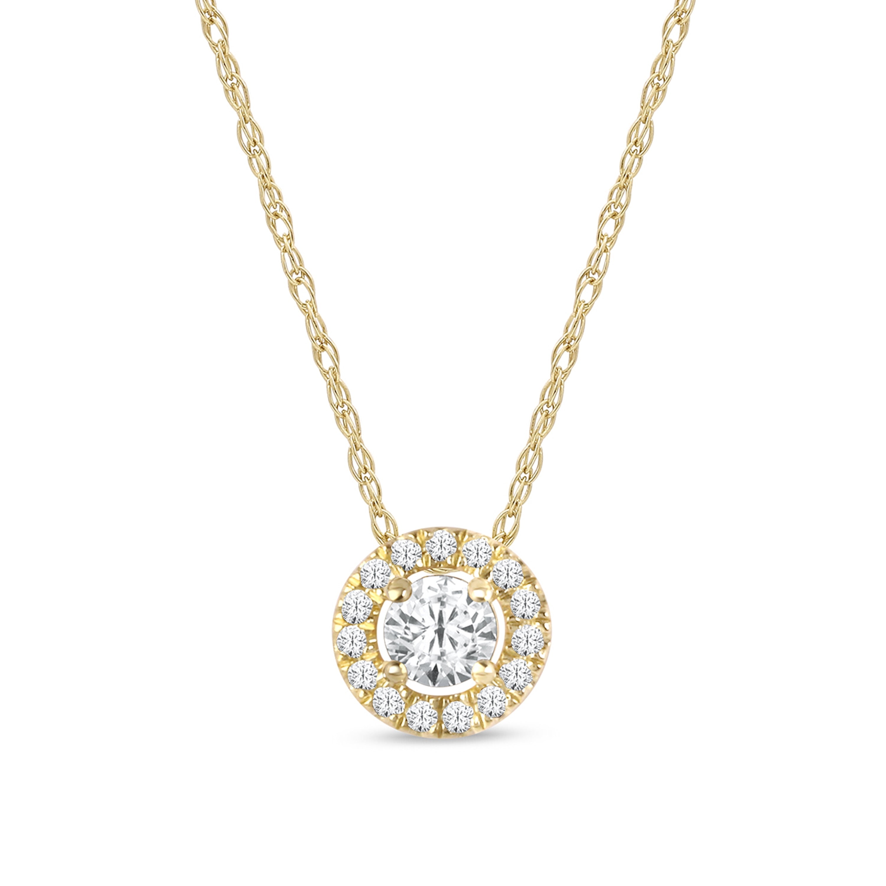 1 6Ct Tdw Round Shape Diamond Halo Necklace In 10K Gold By De Couer