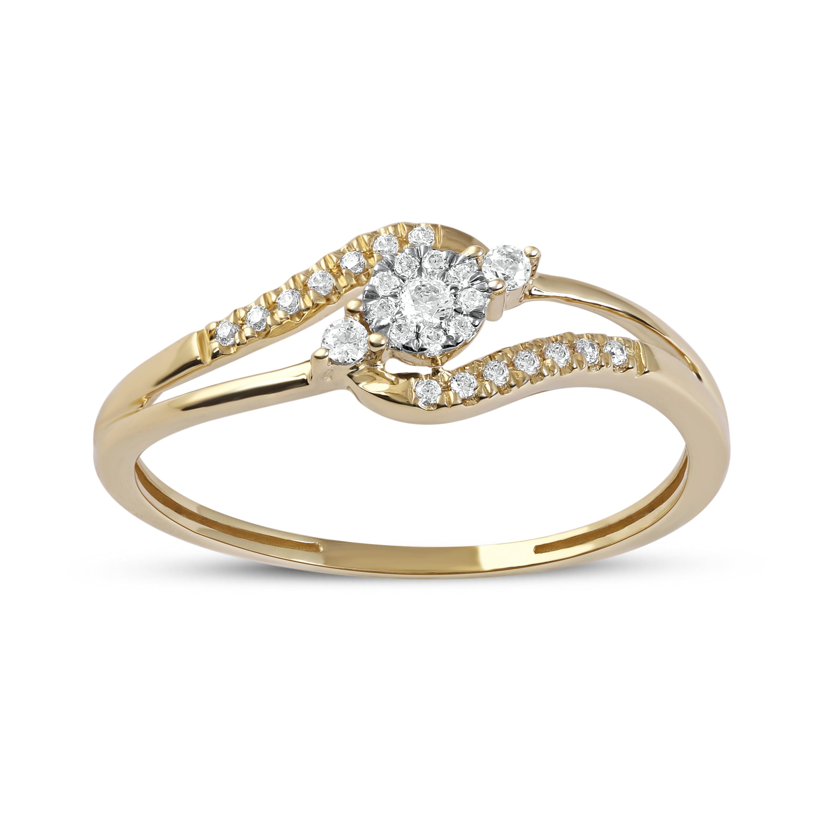 De Couer Igi Certified 10K Yellow Gold 1 8Ct Tdw Diamond Cluster Ring