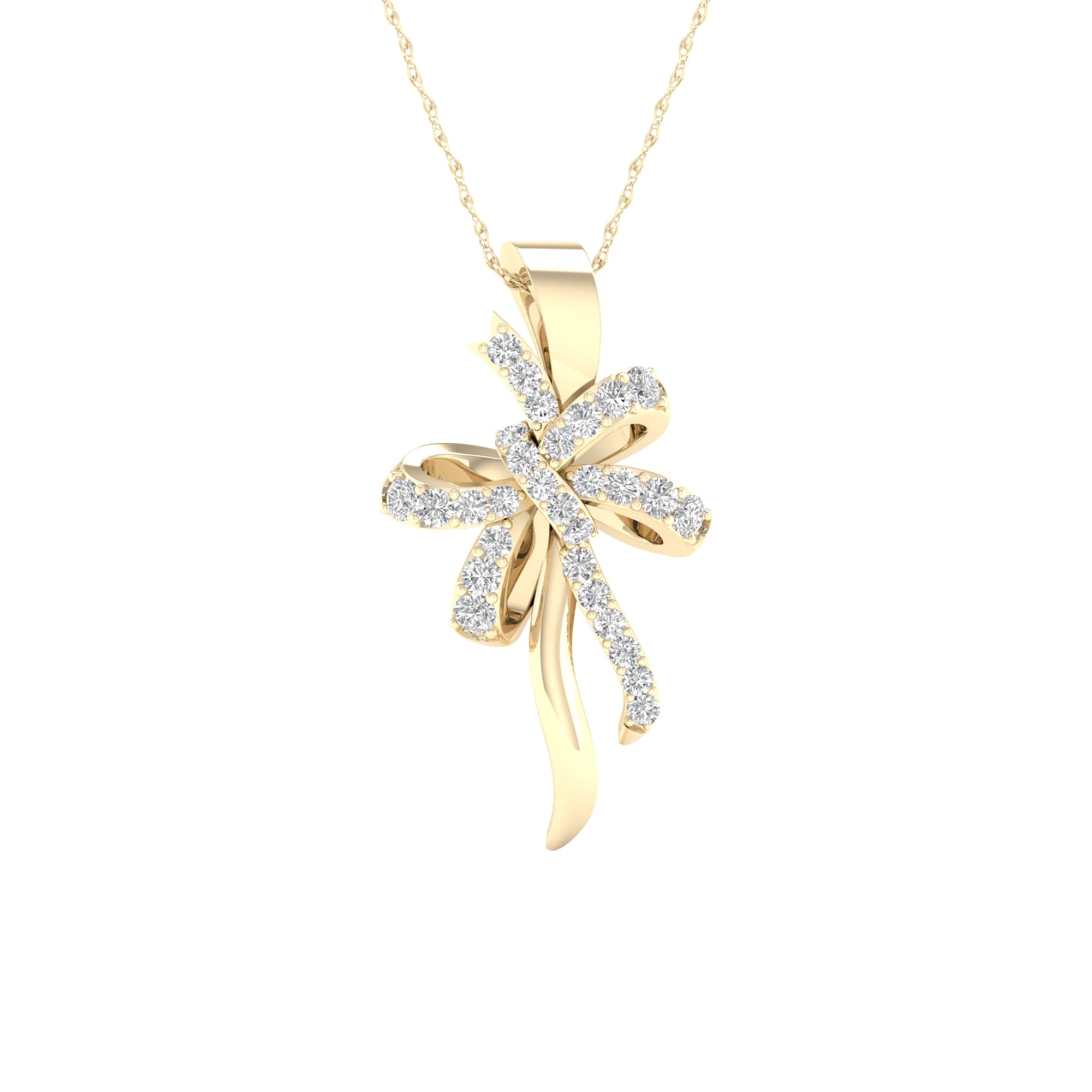 1 8Ct Tdw Diamond Bow Necklace In 10K Gold By De Couer
