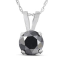 1 Ct Black Diamond Solitaire Pendant Necklace In White Gold On An 18 Chain