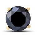 1 Carat Round Single Solitaire Black Diamond Stud Earring In 10K Yellow Gold