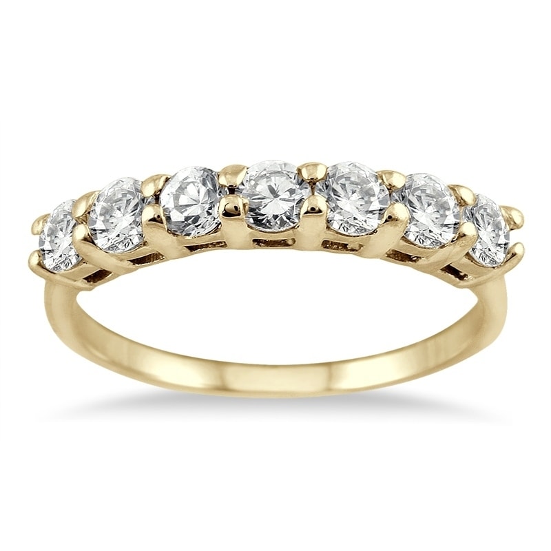 1 Carat Tw Seven Stone Diamond Wedding Band In 14K Yellow Gold