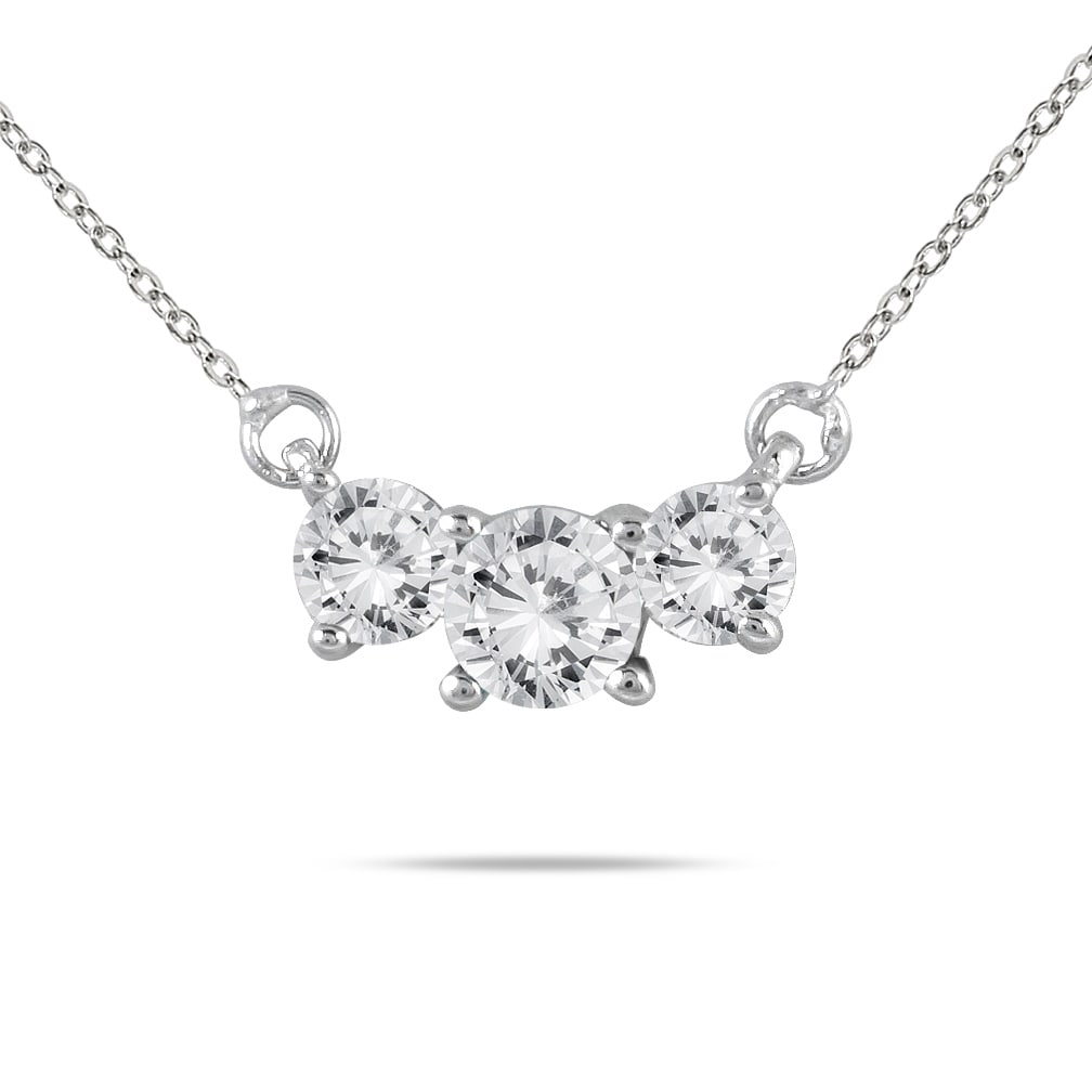 1 Carat Tw Three Stone Diamond Pendant In 14K White Gold