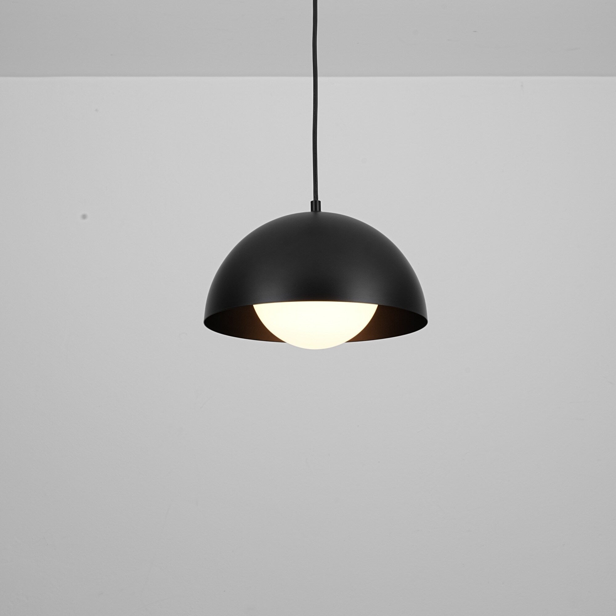 1 Light 11.8 Modern Farmhouse Black Dome Frosted Glass Globe Pendant Light For Kitchen Island 11.8 In. W X 9.84 In. H