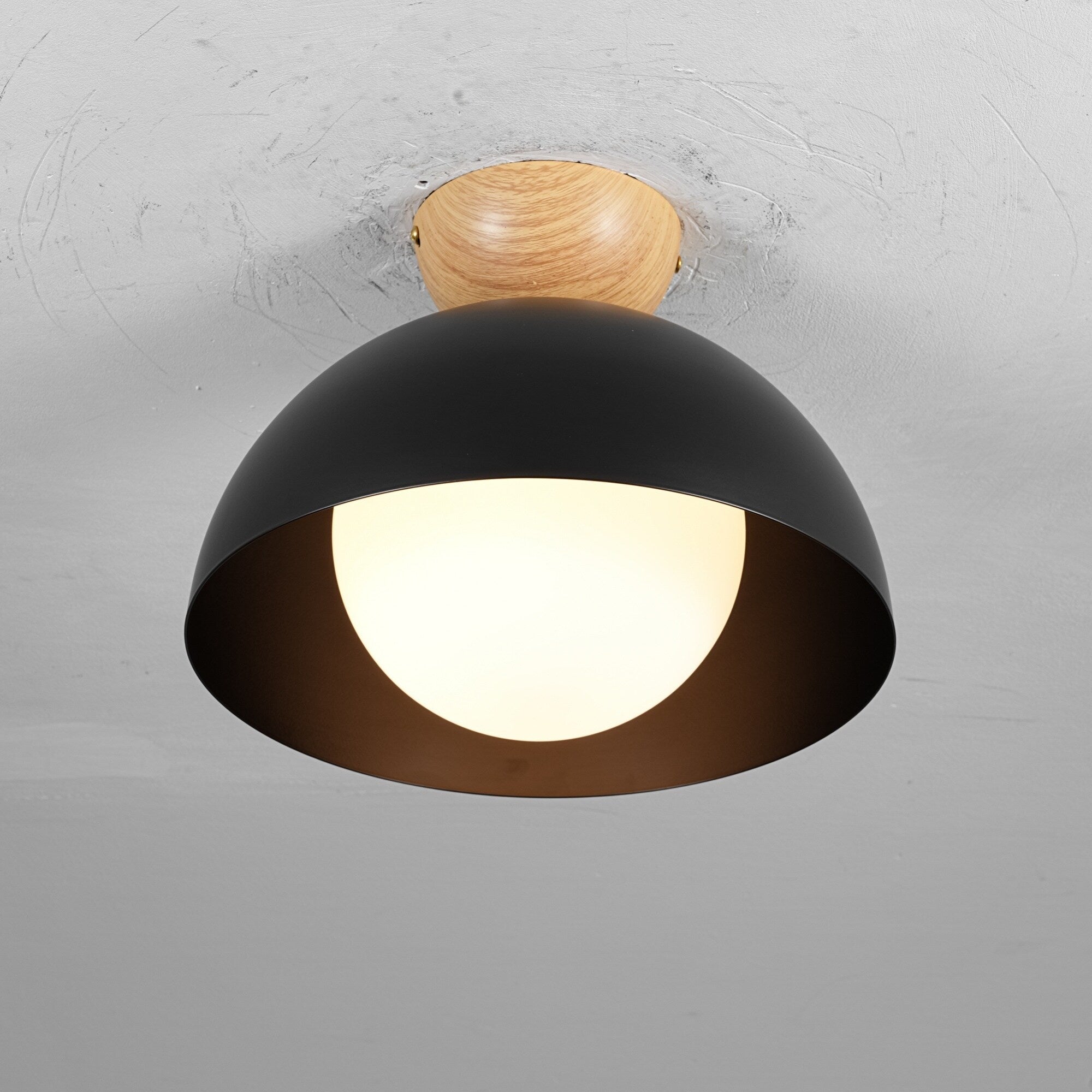 1 Light 11.8 Modern Farmhouse Black Semi Flush Mount Ceiling Light 11.8 In. W X 9.84 In. H