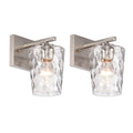 1 Light 5 In. Brushed Nickel Indoor Wall Sconce With Hammered Clear Glass Shade Set Of 2 Dimmable Damp Rated Modern Style