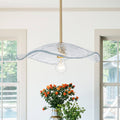 1 Light Antique Brass Pendant Light Fixture Clear Glass Kitchen Island Dia.18.5 In