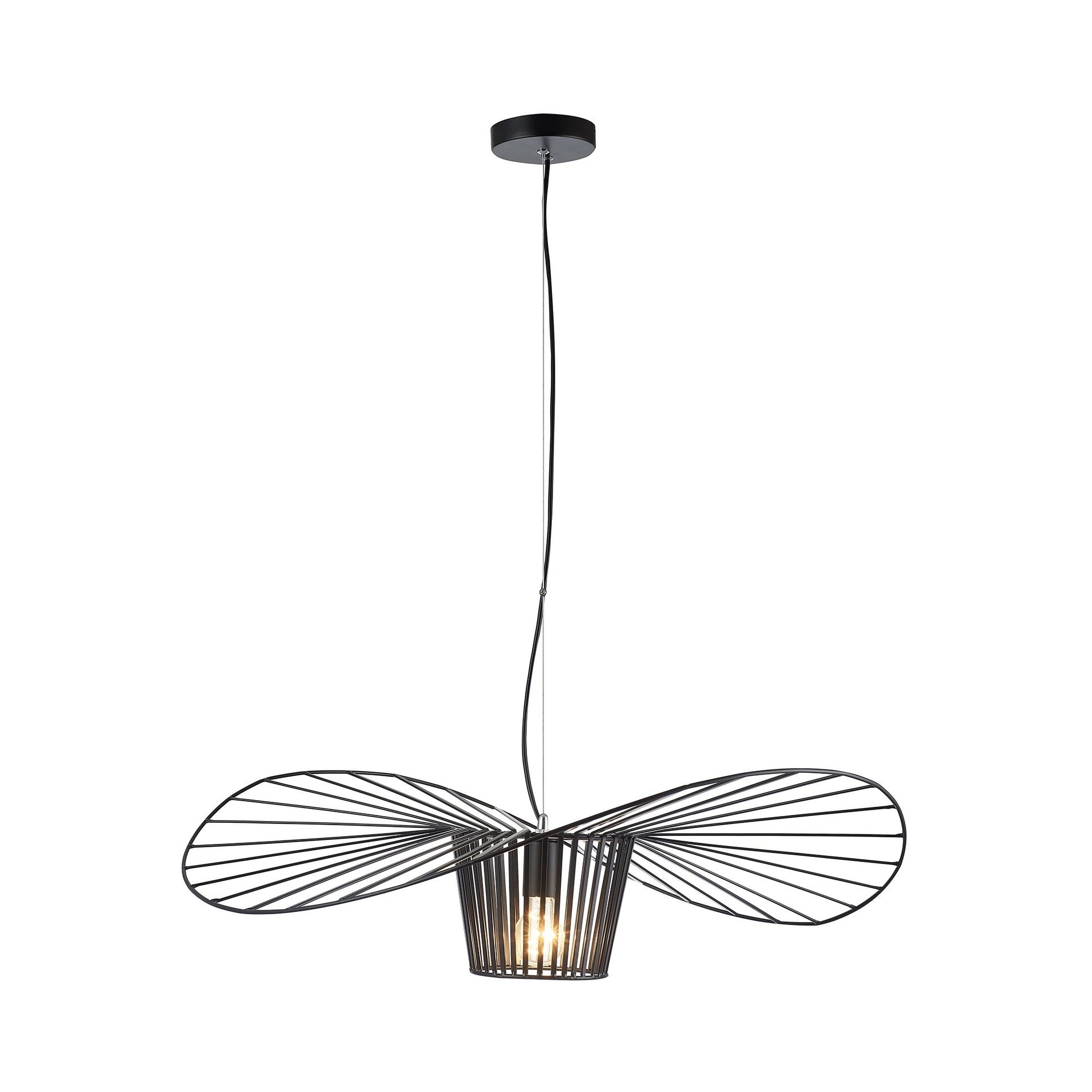 1 Light Black Iron Pendant In A Hat Shape