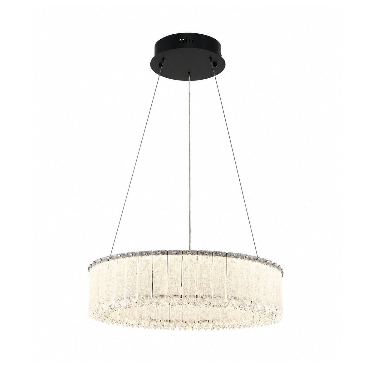 1 Light Black Led Chandelier With Clear Crystals