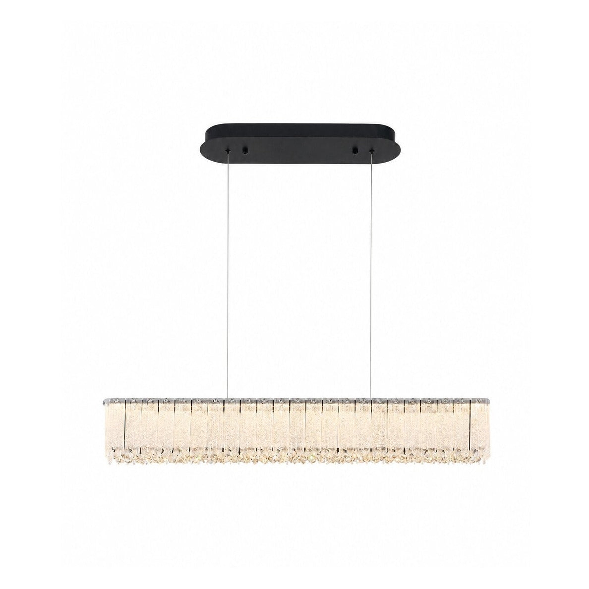 1 Light Black Led Chandelier With Clear Crystals