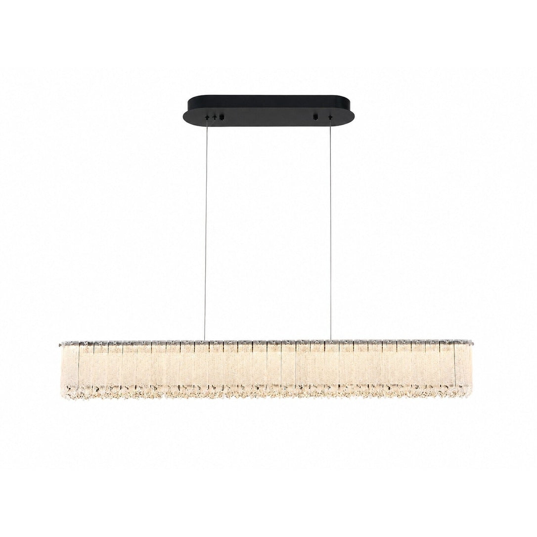 1 Light Black Led Chandelier With Clear Crystals
