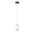 1 Light Black Pendant With A White Glass Shade